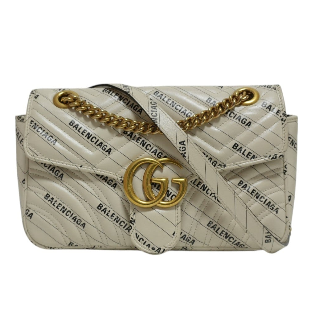 Gucci Balenciaga Marmont Shoulder Flap Bag Ivory Used