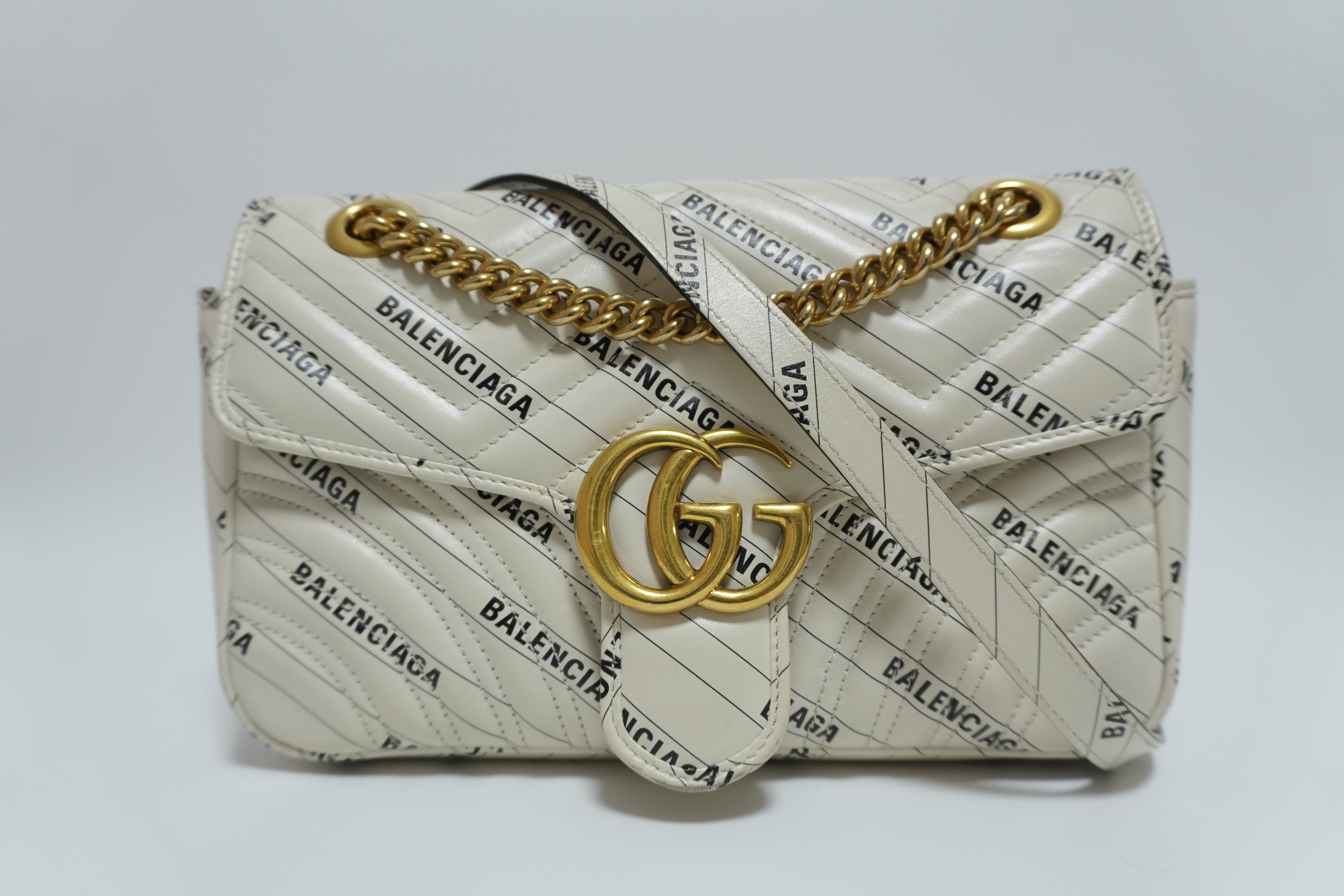 Gucci Balenciaga Marmont Shoulder Flap Bag Ivory Used