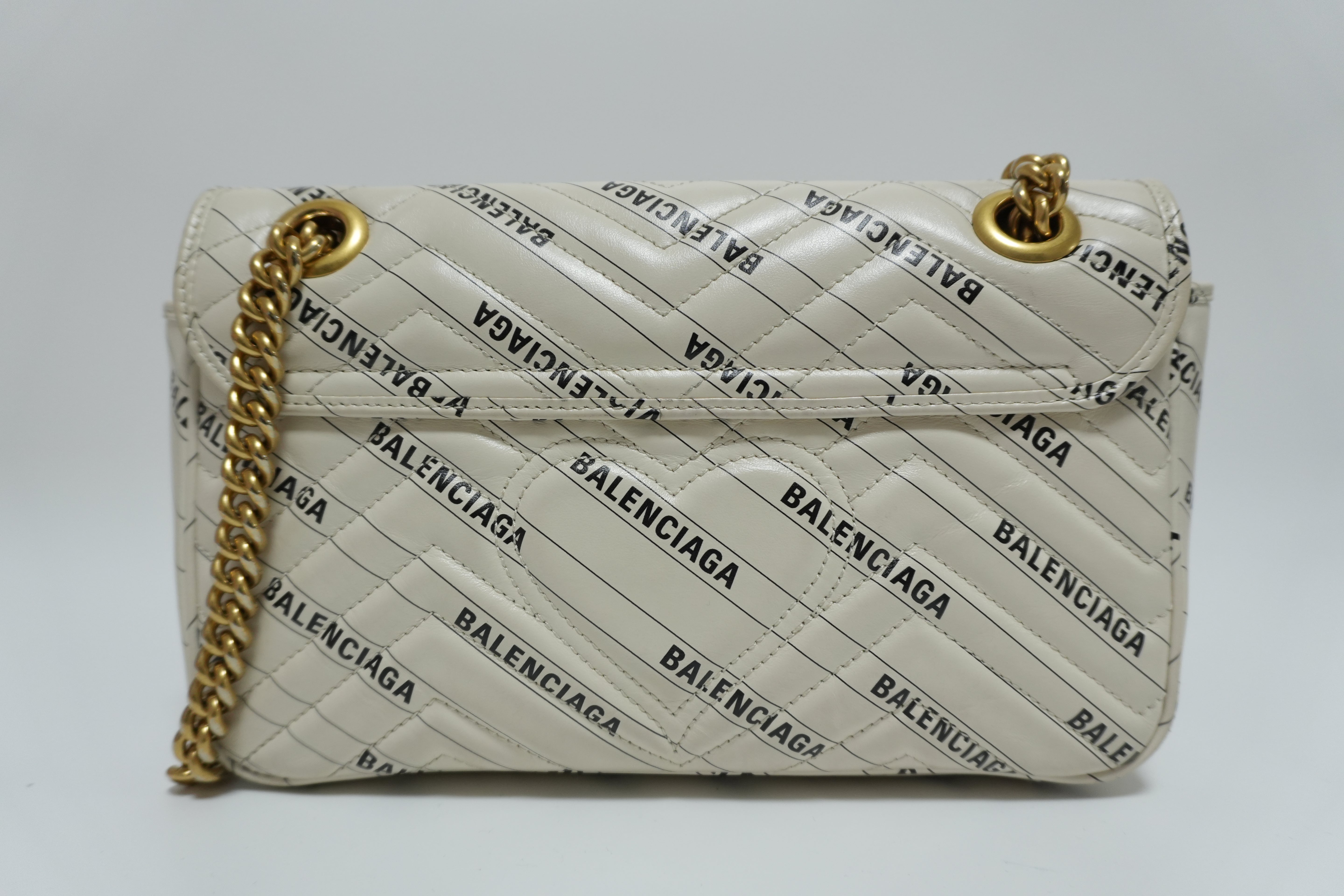 Gucci Balenciaga Marmont Shoulder Flap Bag Ivory Used