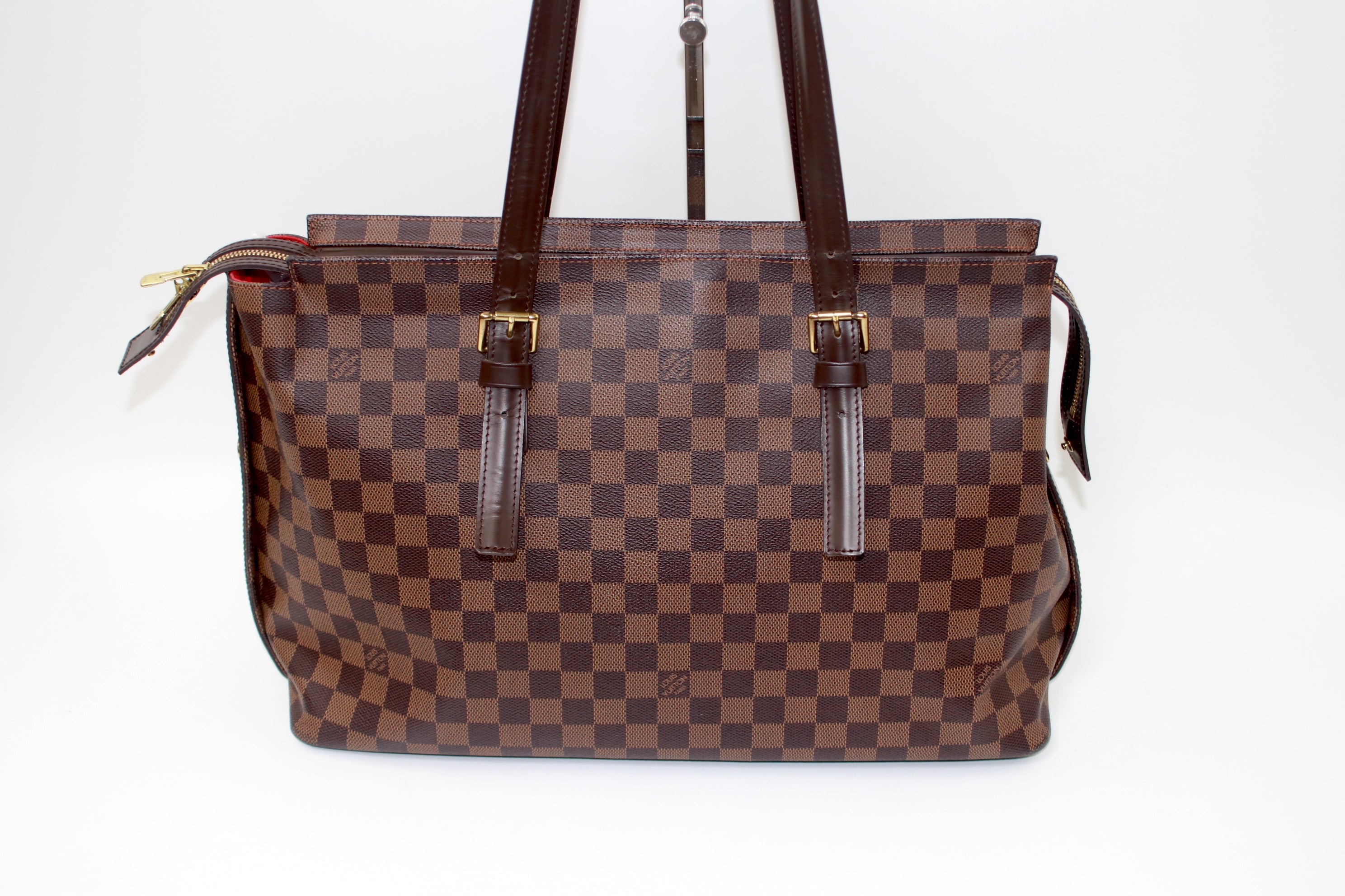 Louis Vuitton Chelsea Damier Ebene Shoulder Tote Bag Used (5594)