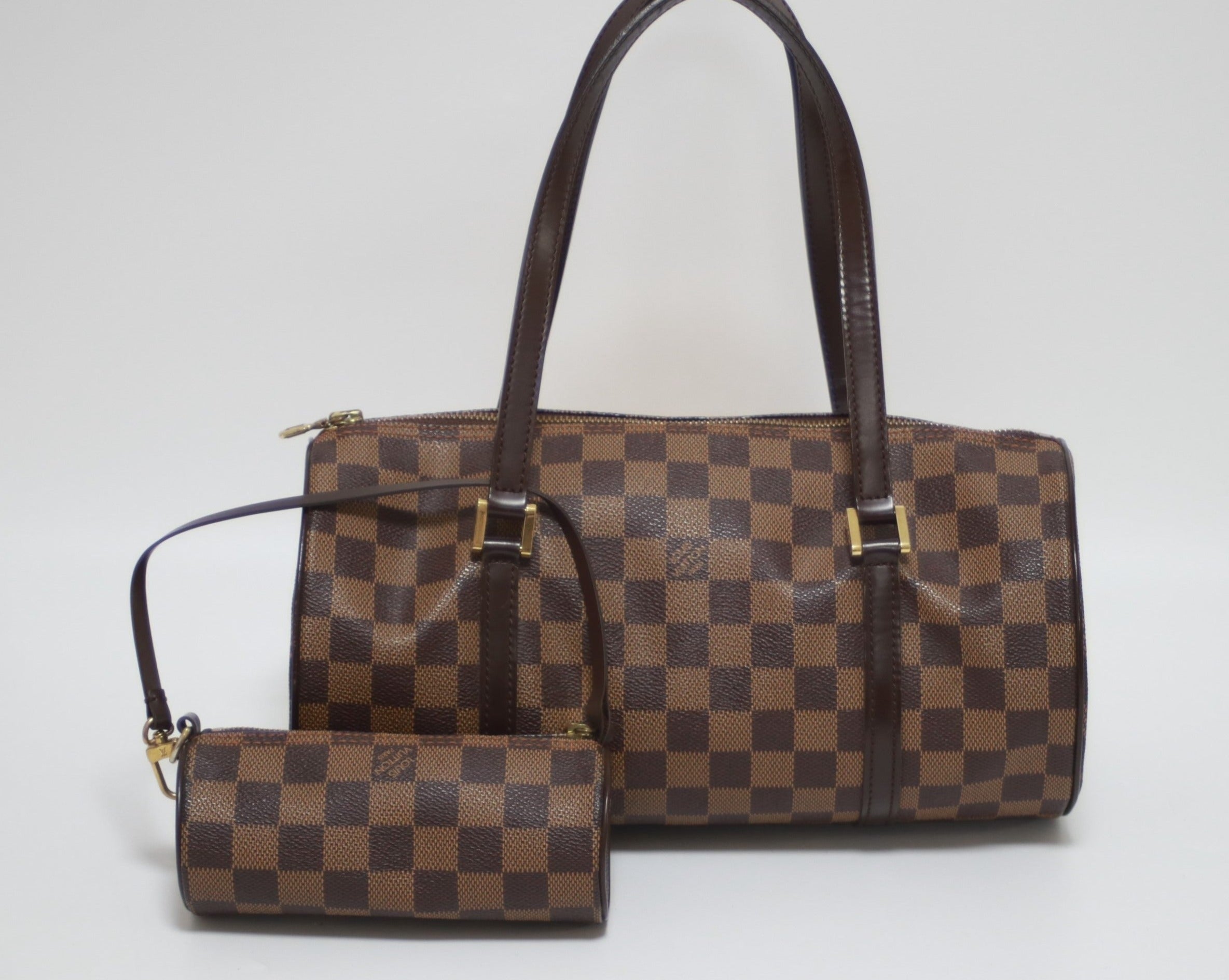 Louis Vuitton Papillon 30 with Pouch  Damier Ebene Handbag Used (7858)