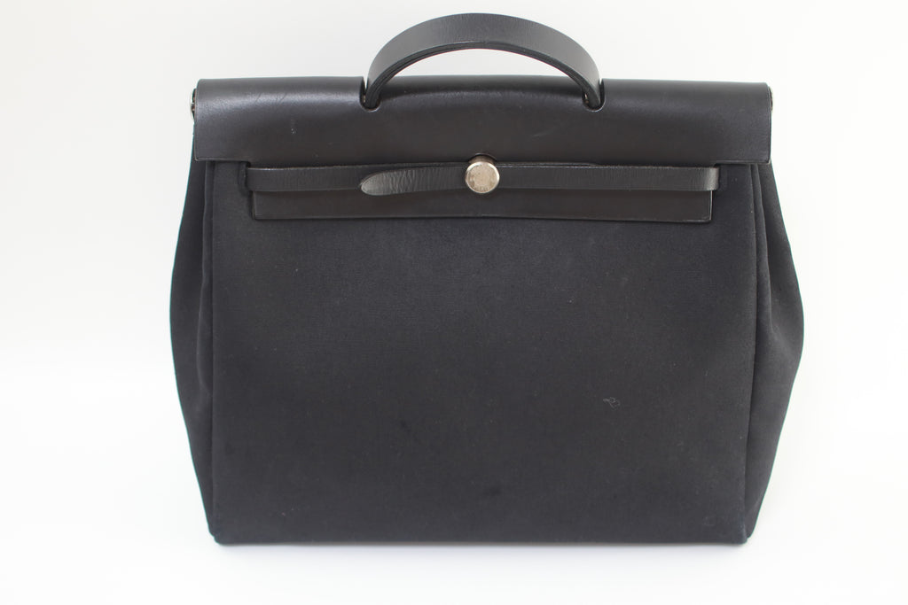 Hermes Ebene/Black Canvas and Leather Herbag Zip 39 Bag Hermes