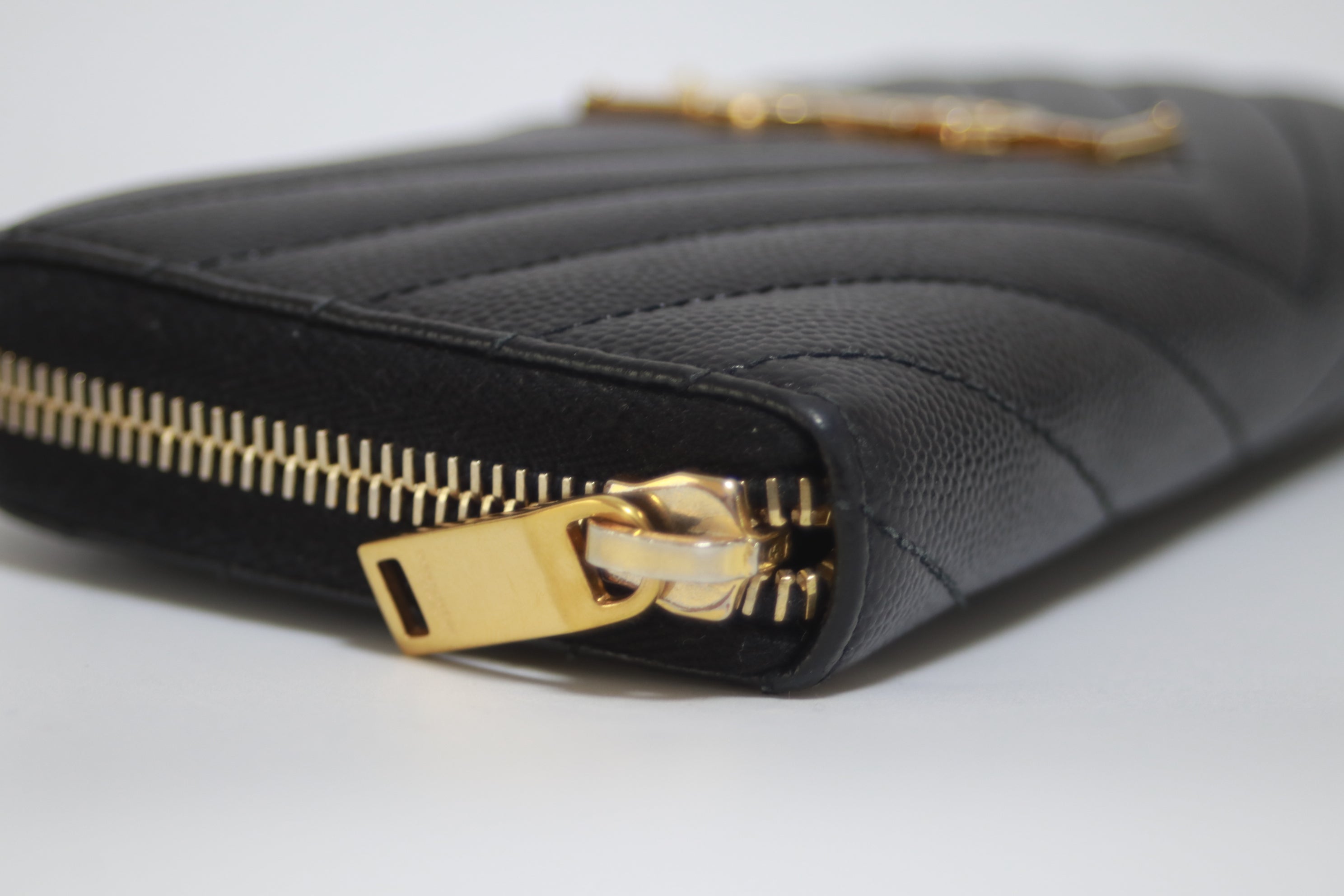 YSL Zippy Long Wallet Black Used (7844)