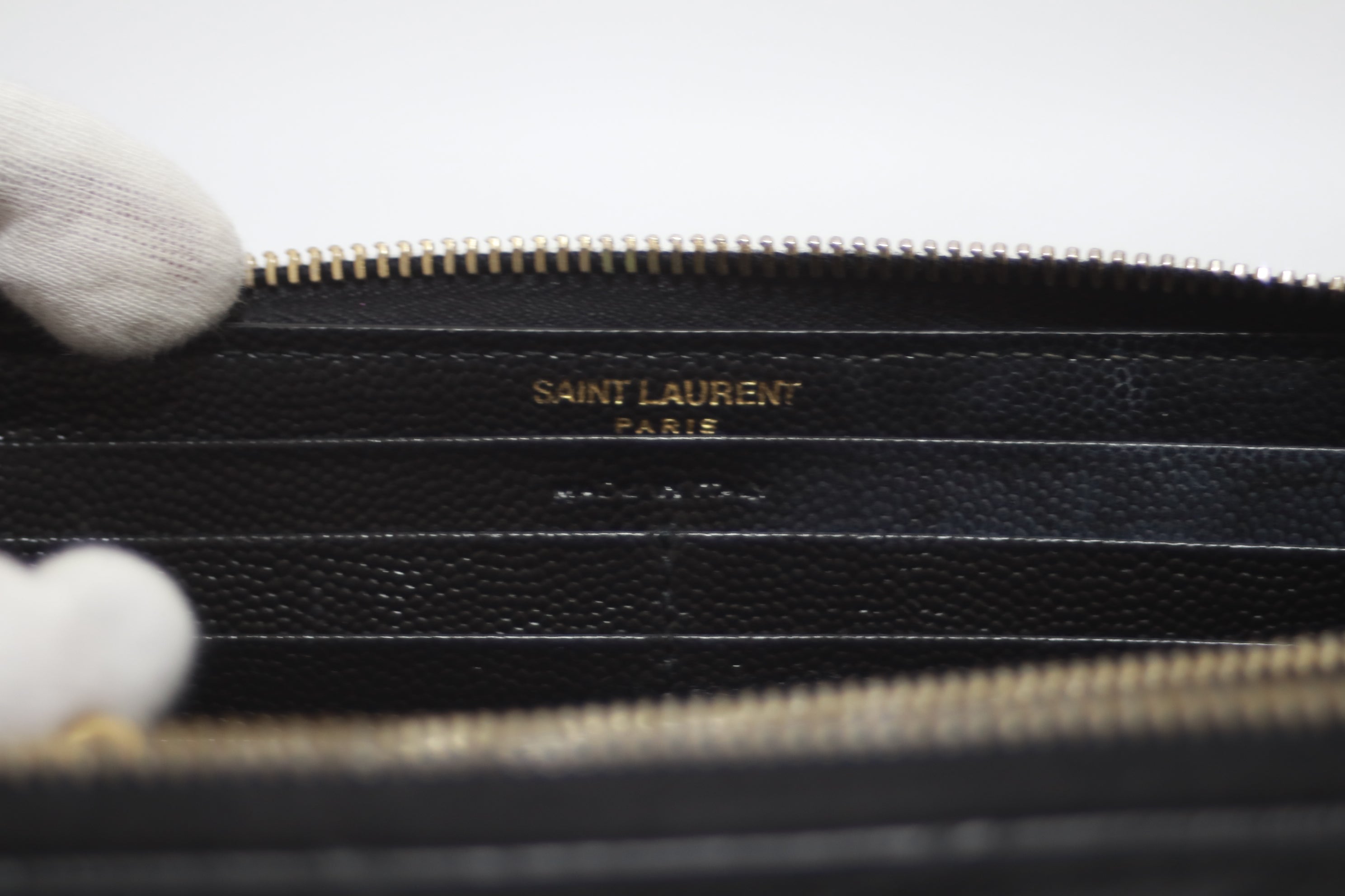 YSL Zippy Long Wallet Black Used