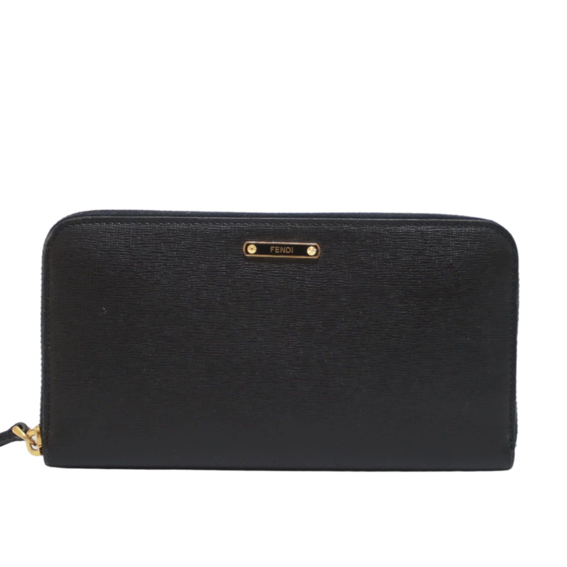 Fendi Long Wallet Leather Black Used