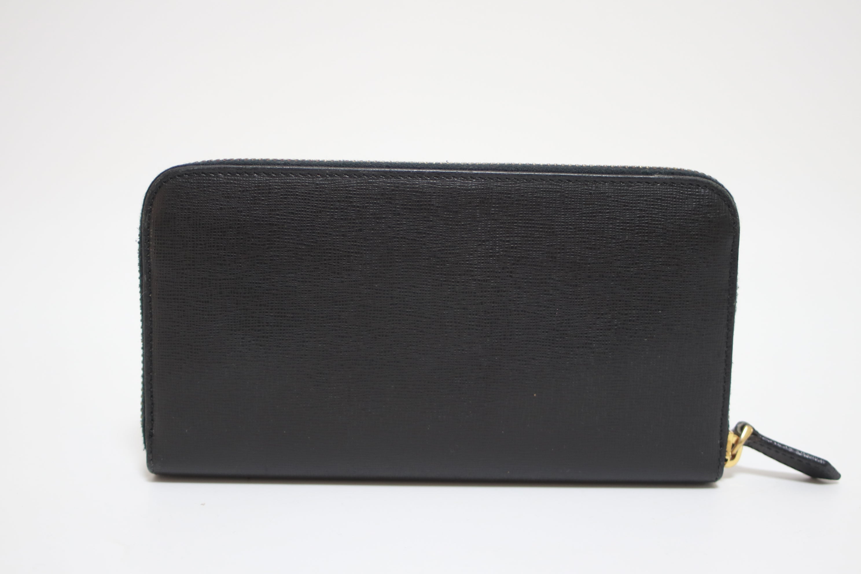 Fendi Long Wallet Leather Black Used