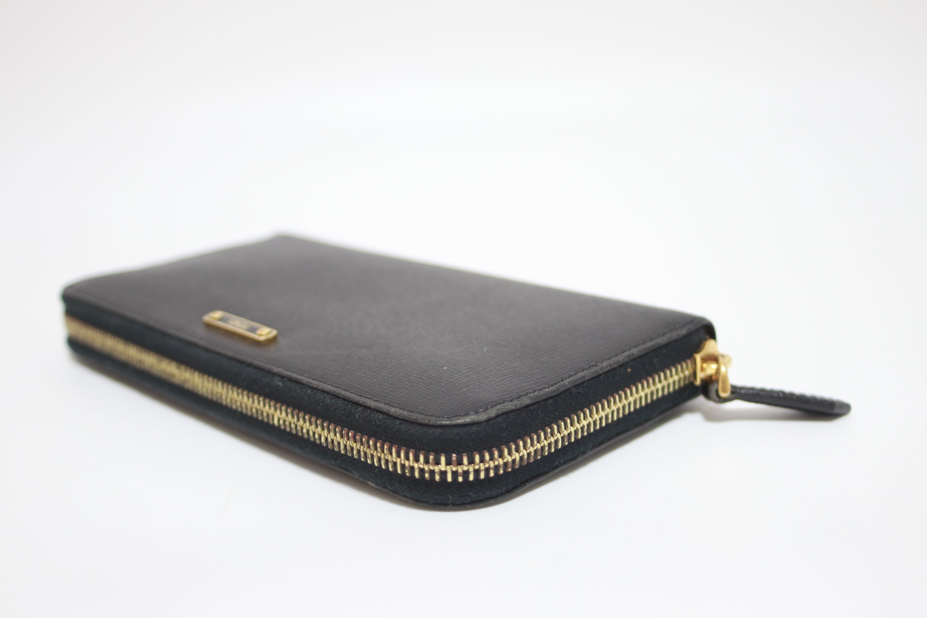 Fendi Long Wallet Leather Black Used