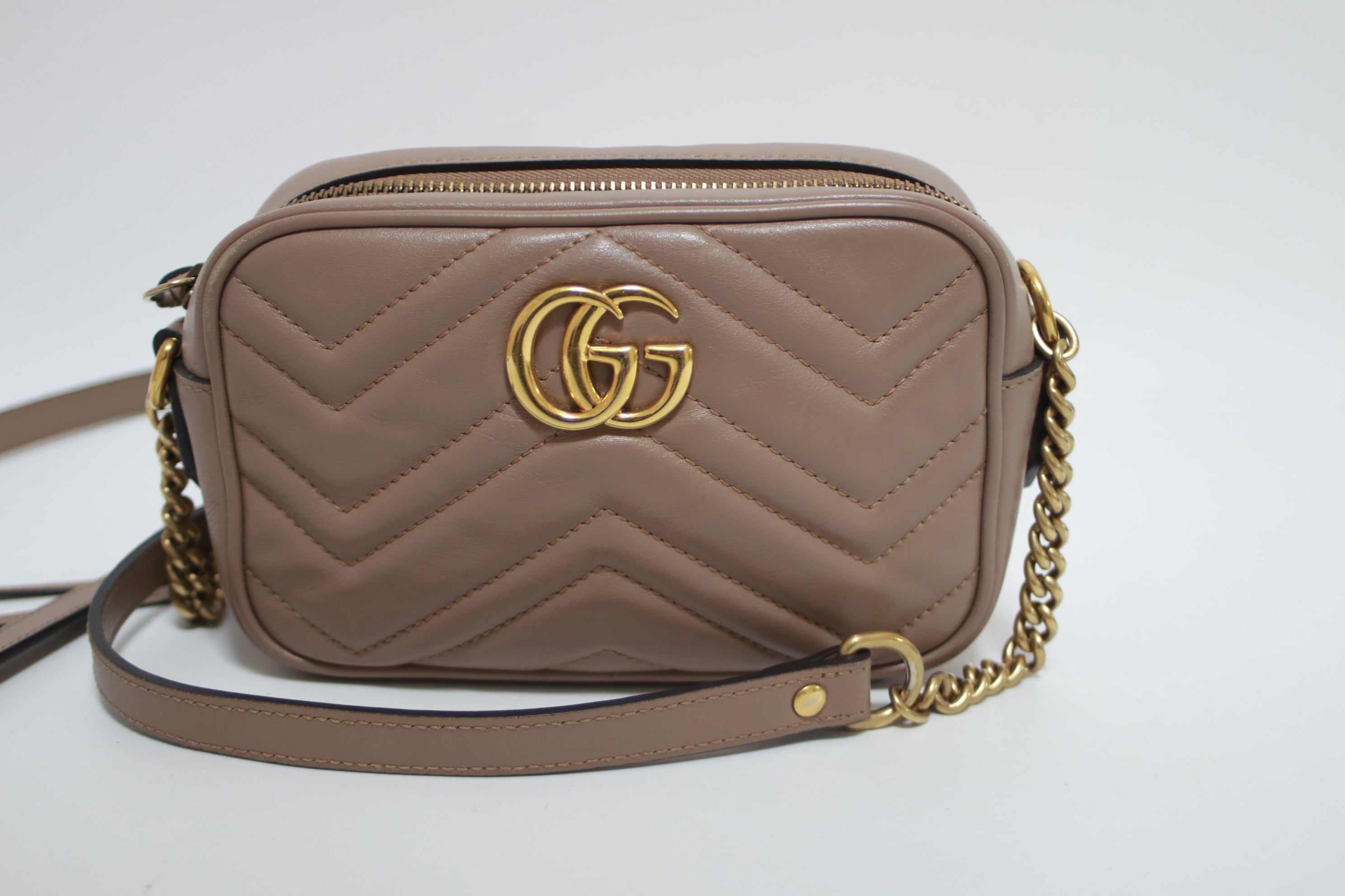 Gucci Marmont Small Shoulder Bag Porcelain Rose Used (7942)