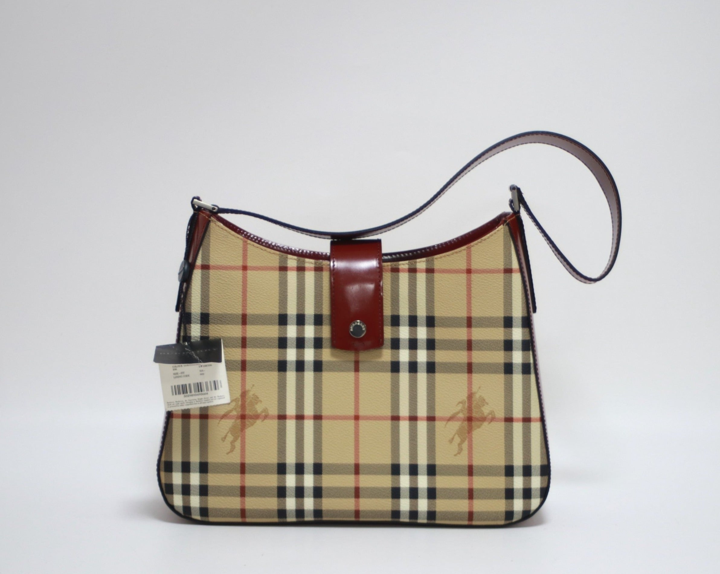 Burberry Shoulder Bag Beige and Red Used (7912)