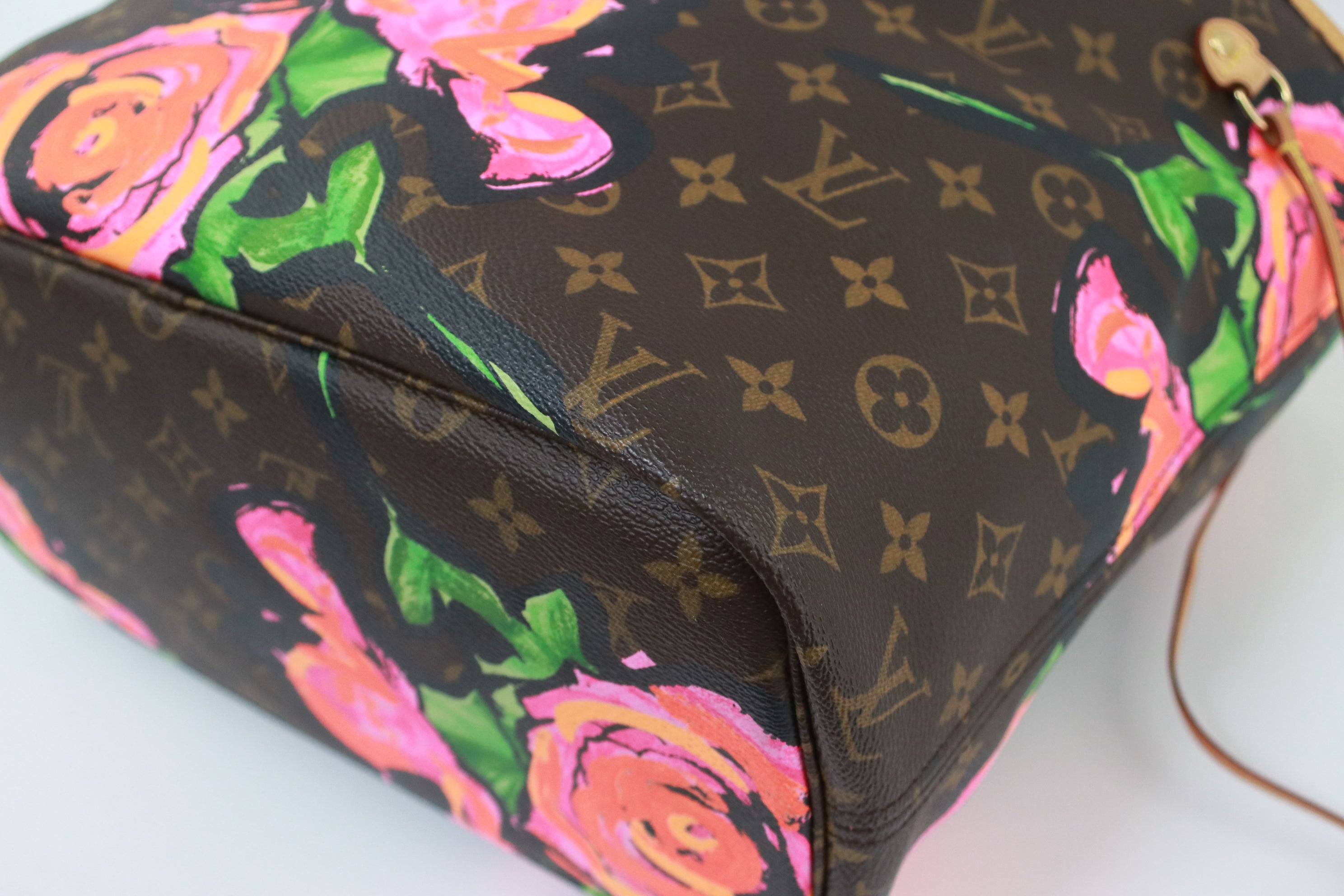 Louis Vuitton Neverfull MM Stephen Sprouse roses Limited Edition Used (5558)