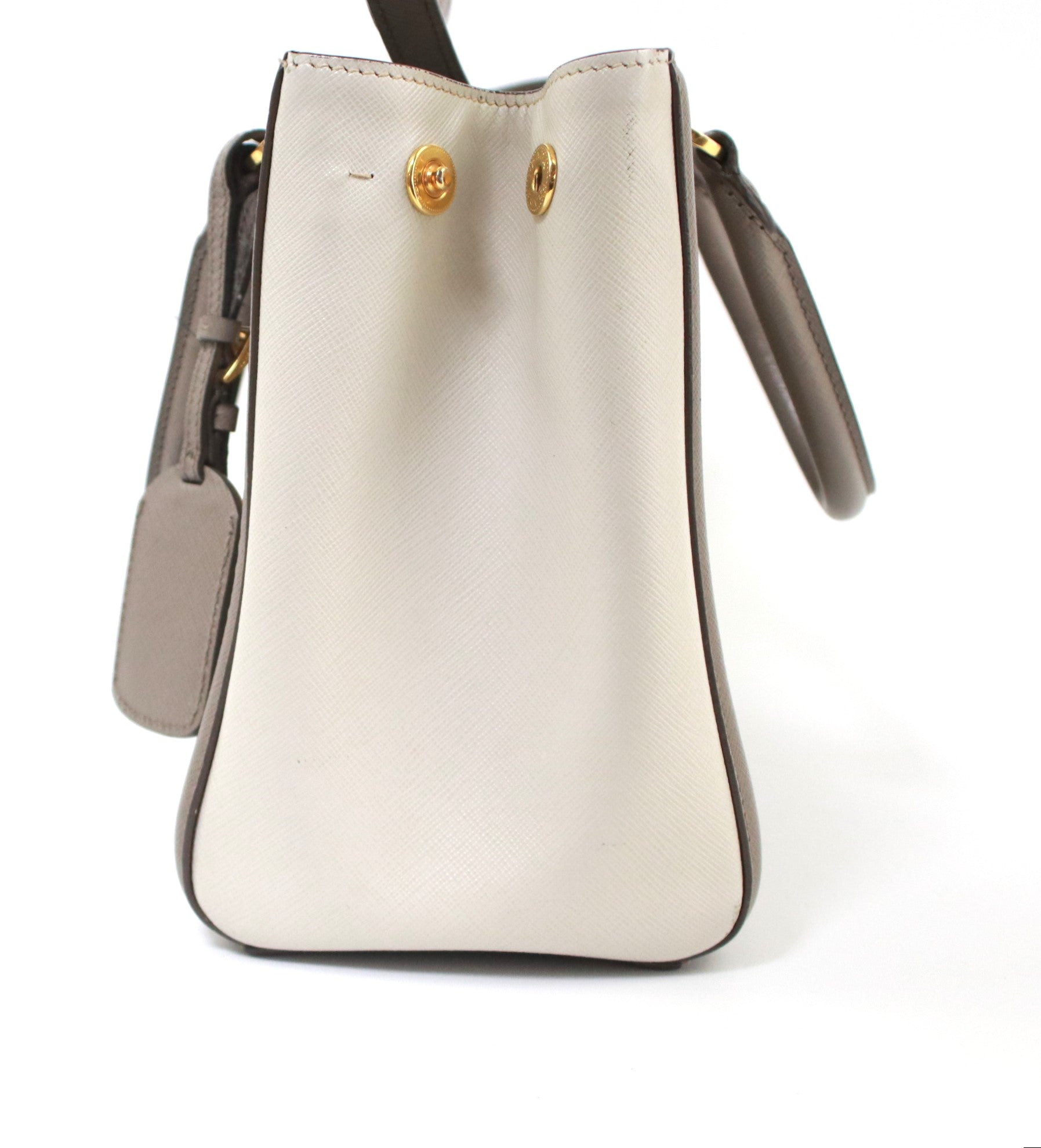 PRADA SAFFIANO TWO WAY/TWO TONE/GRAY AND WHITE USED