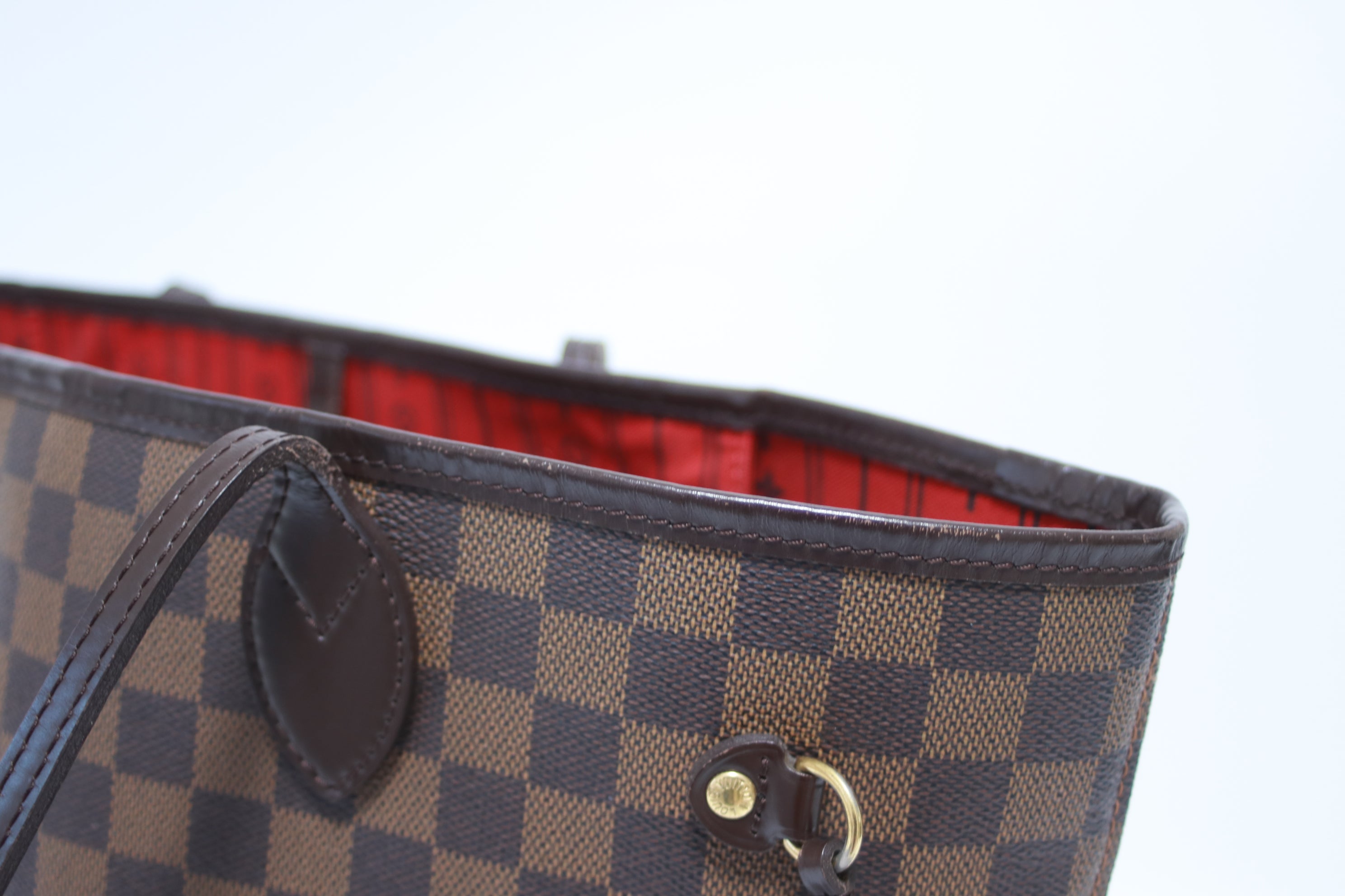 Louis Vuitton Neverfull MM Damier Ebene Tote Bag Used (7976)