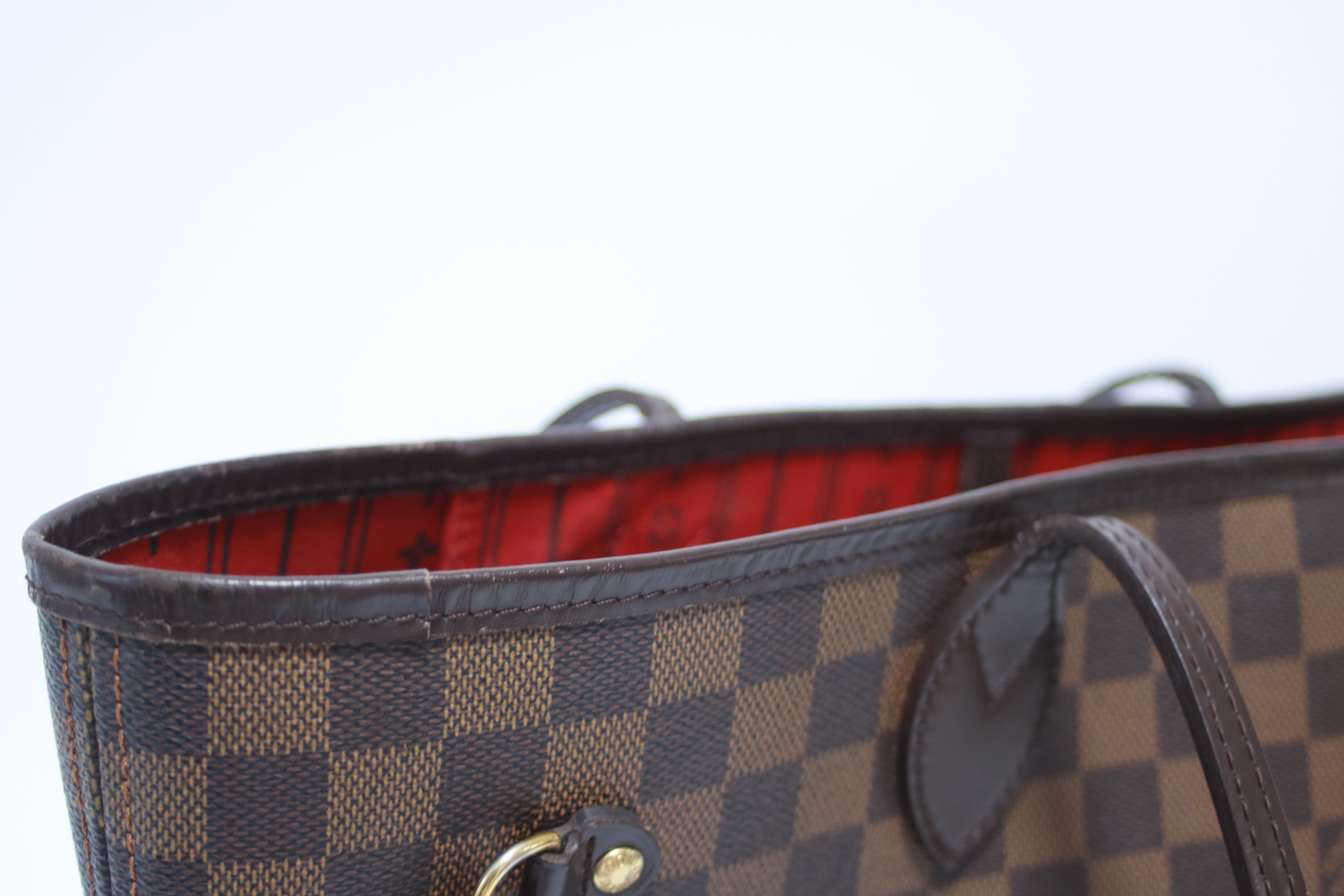 Louis Vuitton Neverfull MM Damier Ebene Tote Bag Used (7976)