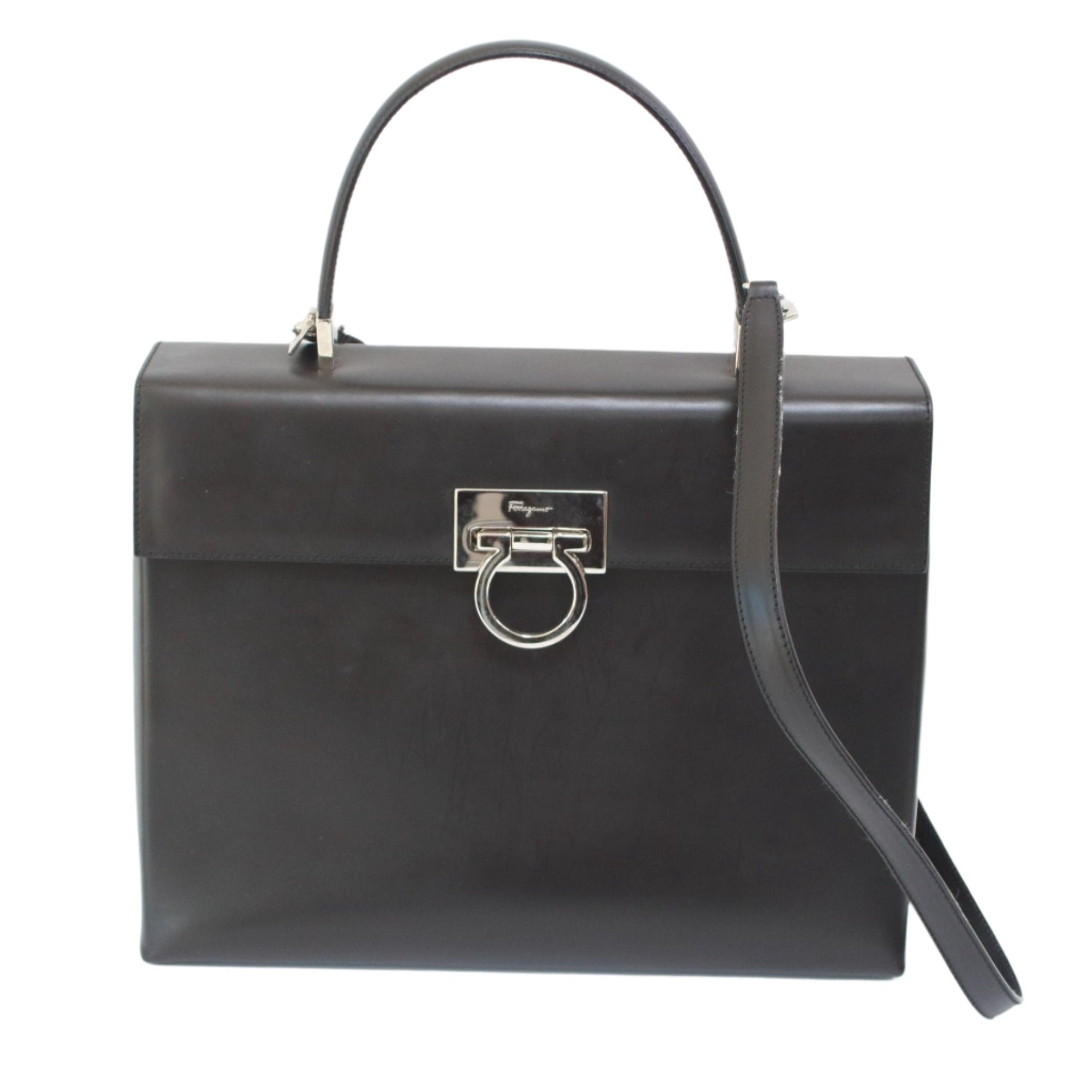 Ferragamo Gacini Handbag Black Used