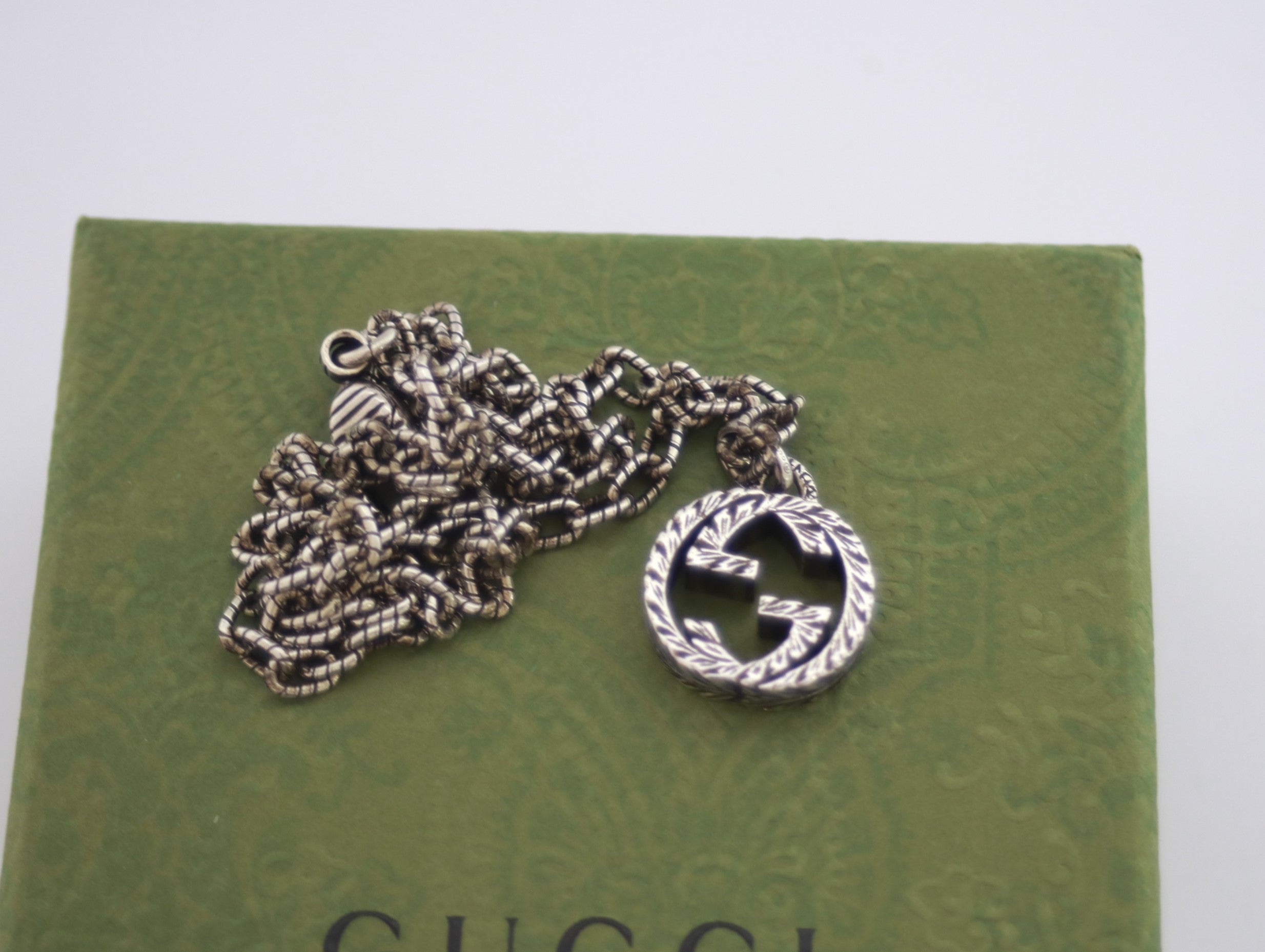 Gucci Interlocking Silver Necklace 45 cm Used (7823)