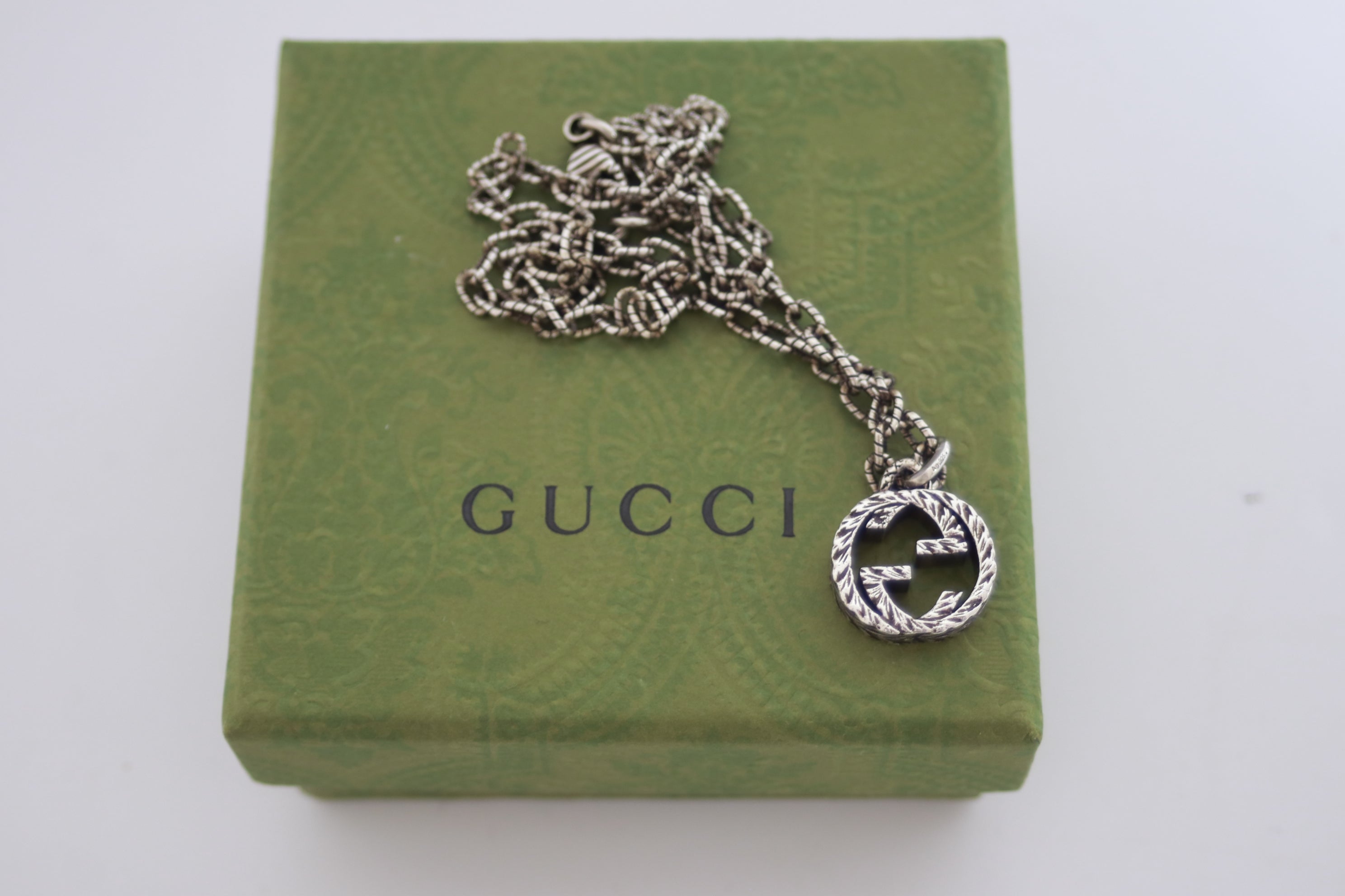 Gucci Interlocking Silver Necklace 45 cm Used