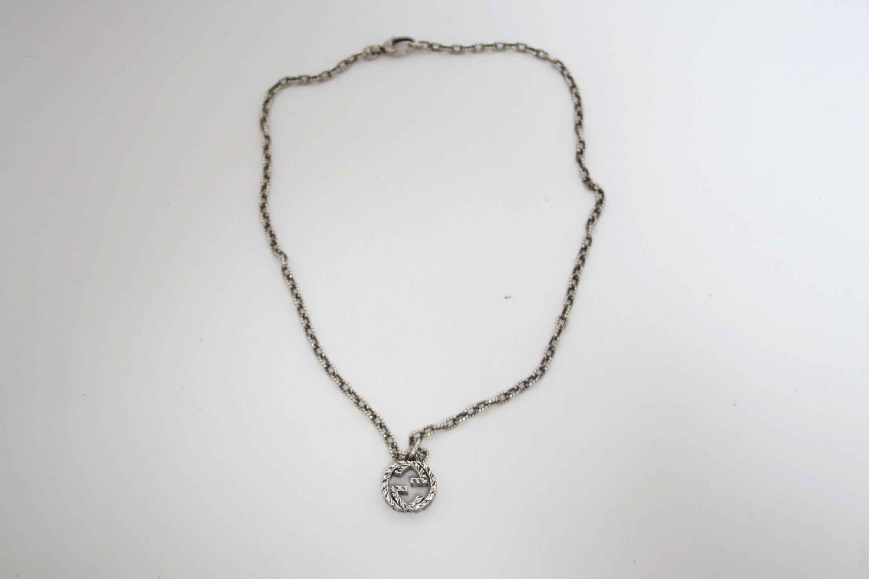 Gucci Interlocking Silver Necklace 45 cm Used (7823)