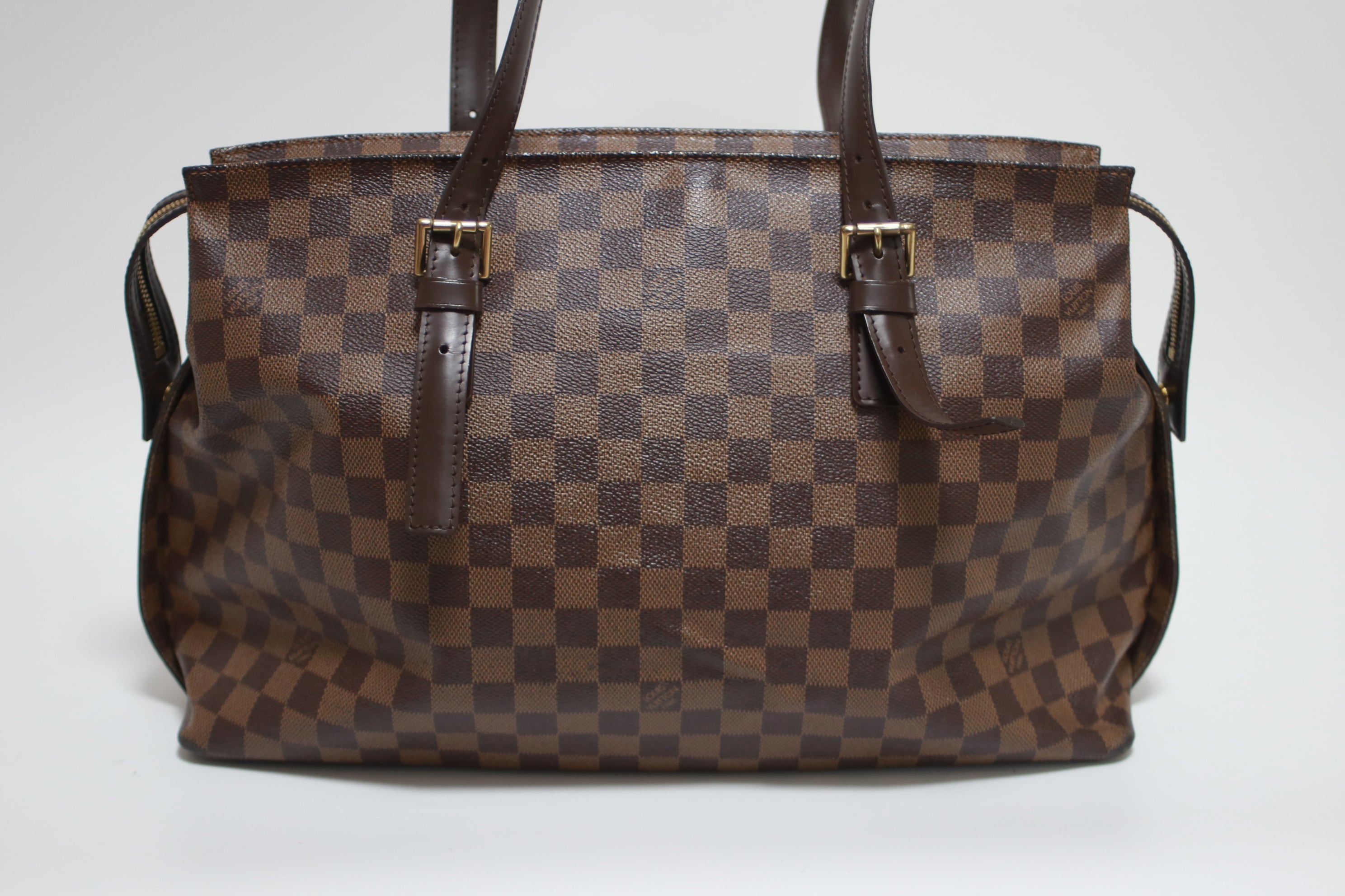 Louis Vuitton Chelsea Damier Ebene Shoulder Tote Bag Used (8056)