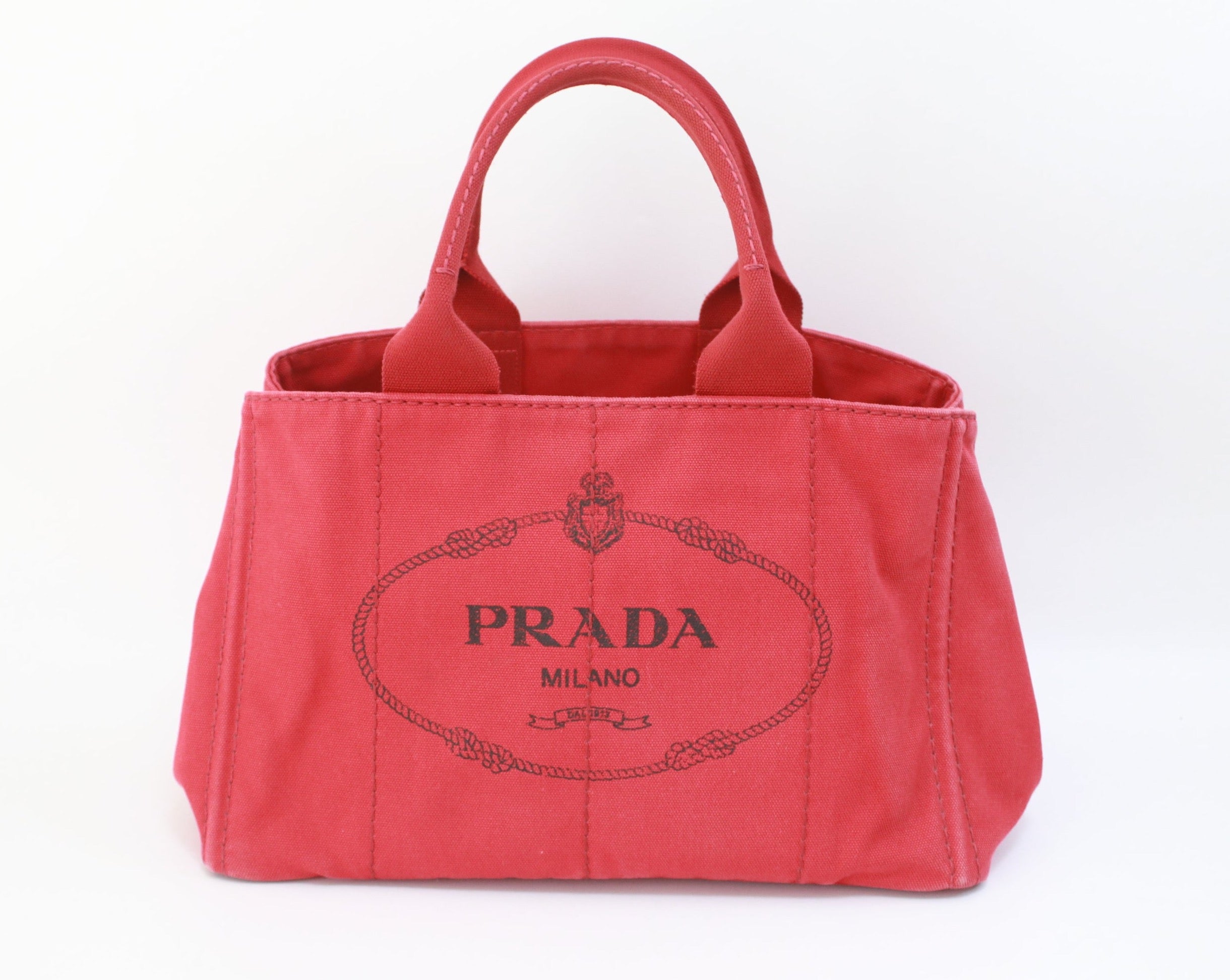 Prada Canapa Tote Bag Red Used (7073)
