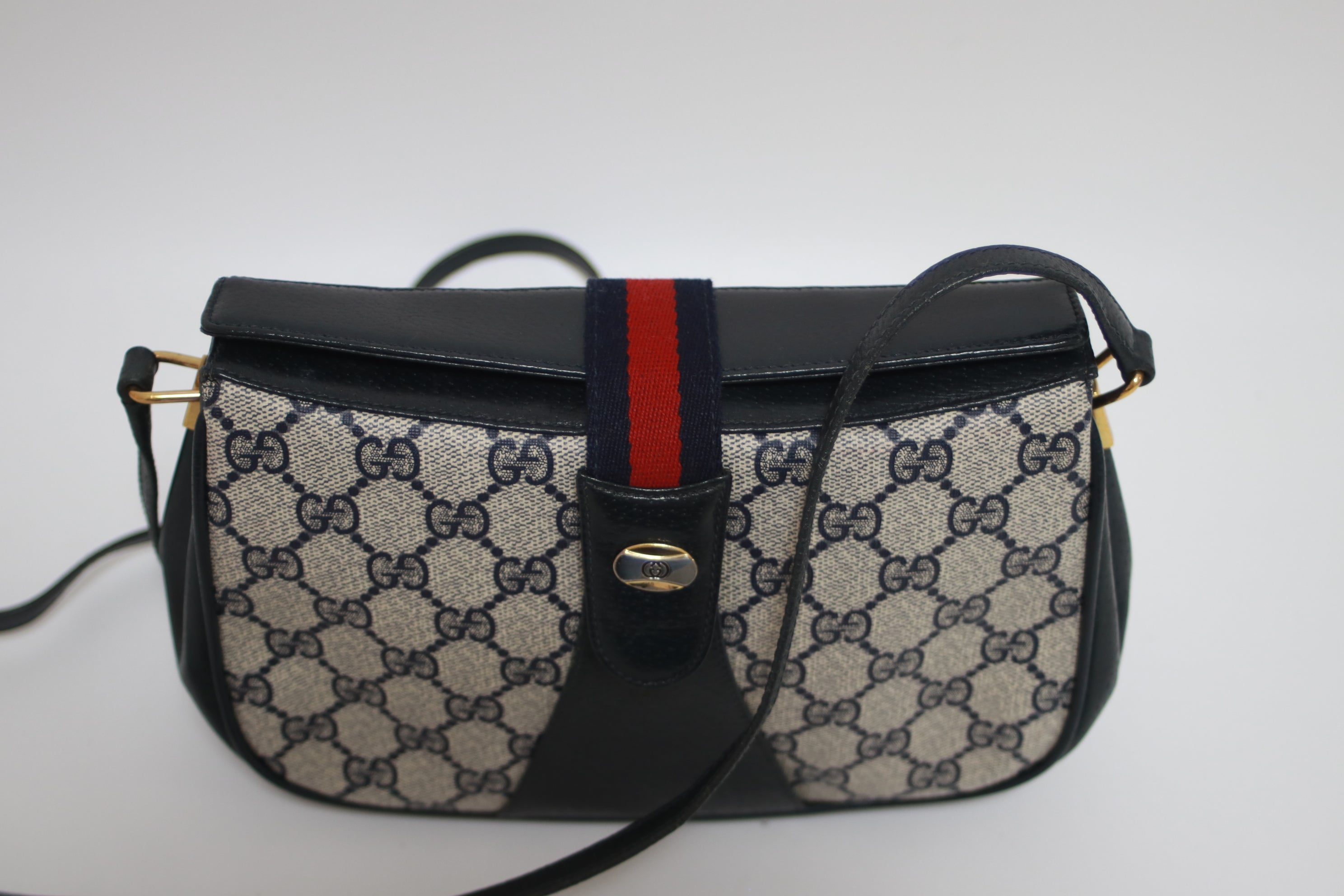 Gucci Vintage Shoulder Bag Navy Blue Used