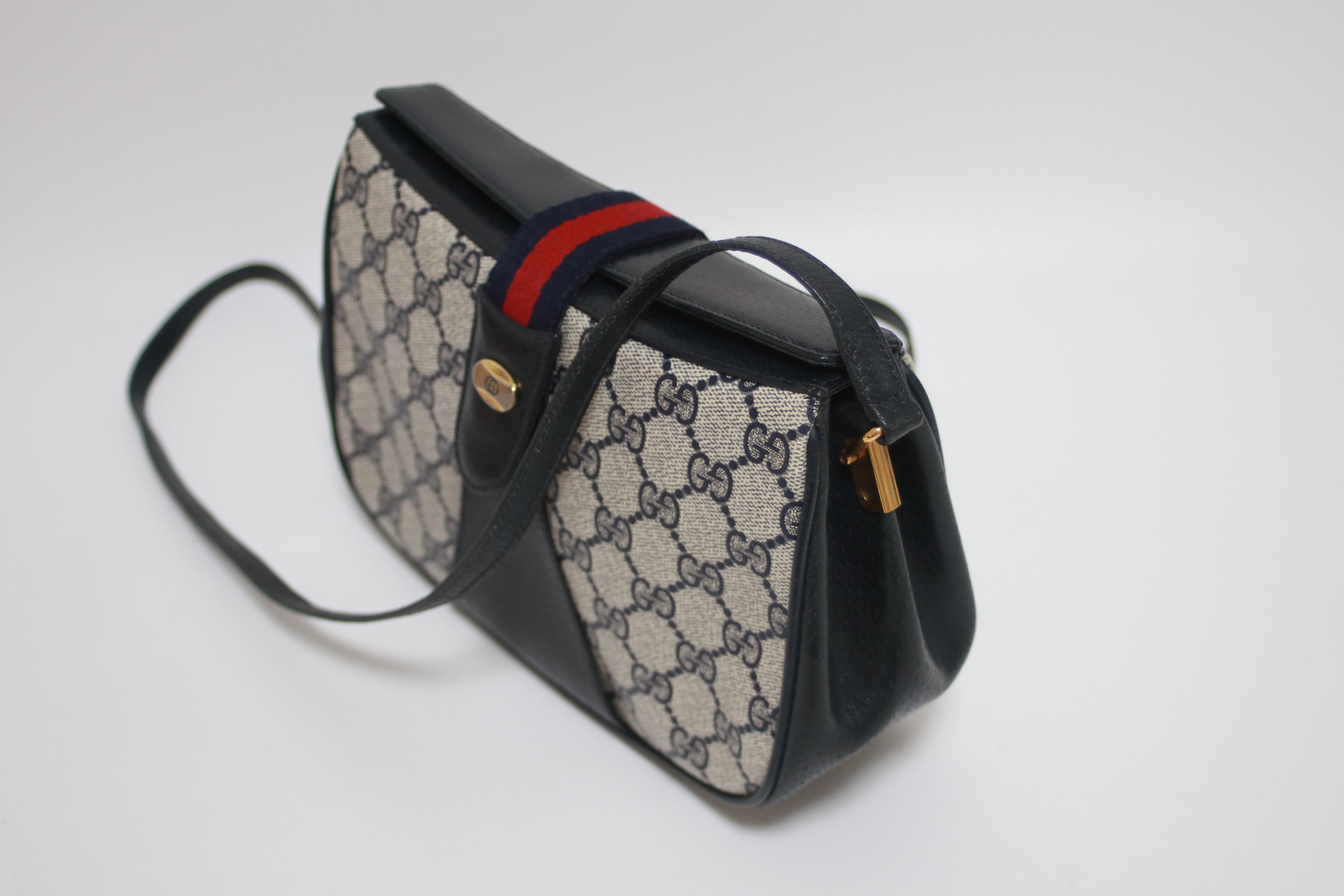 Gucci Vintage Shoulder Bag Navy Blue Used