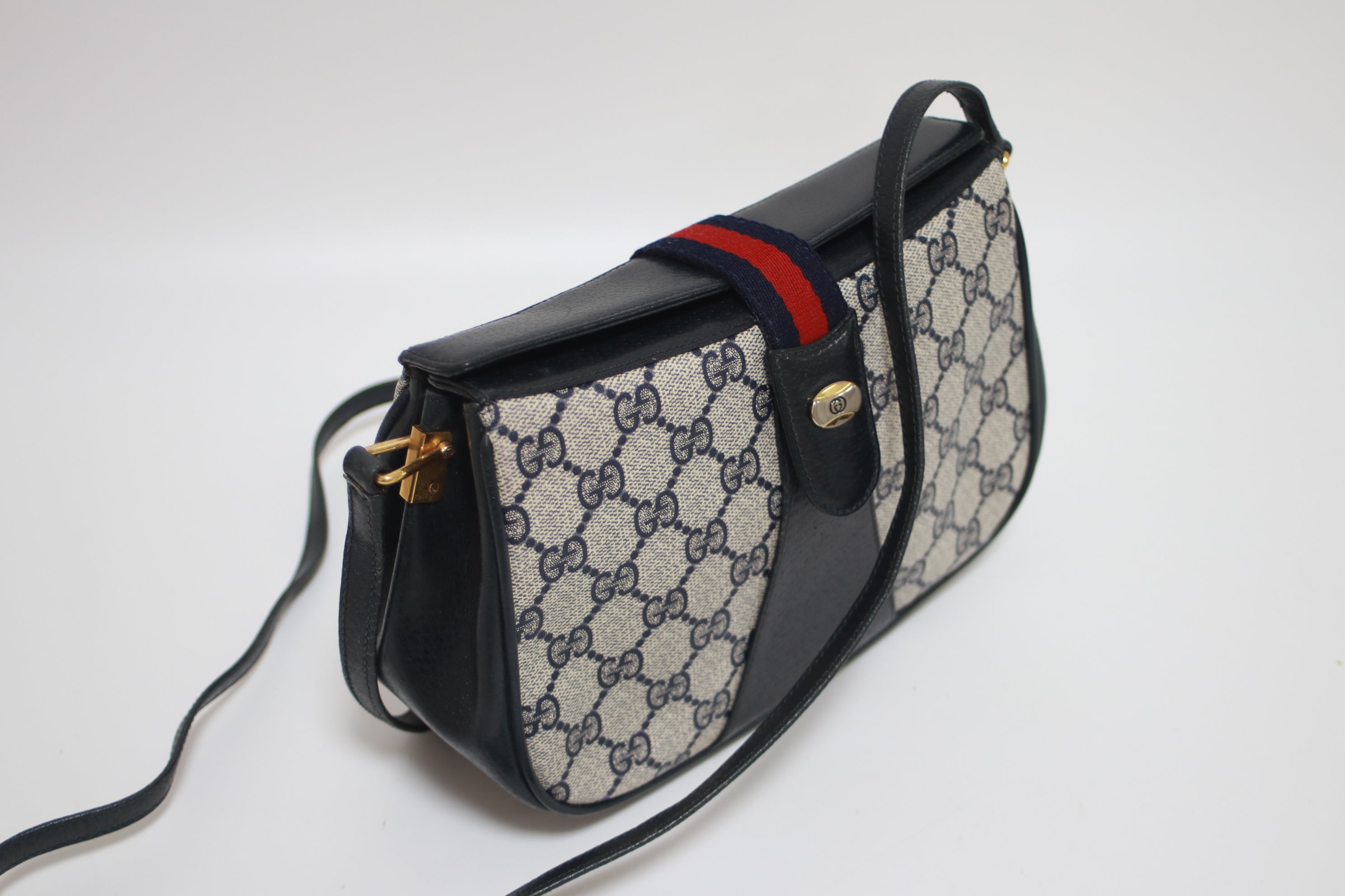 Gucci Vintage Shoulder Bag Navy Blue Used