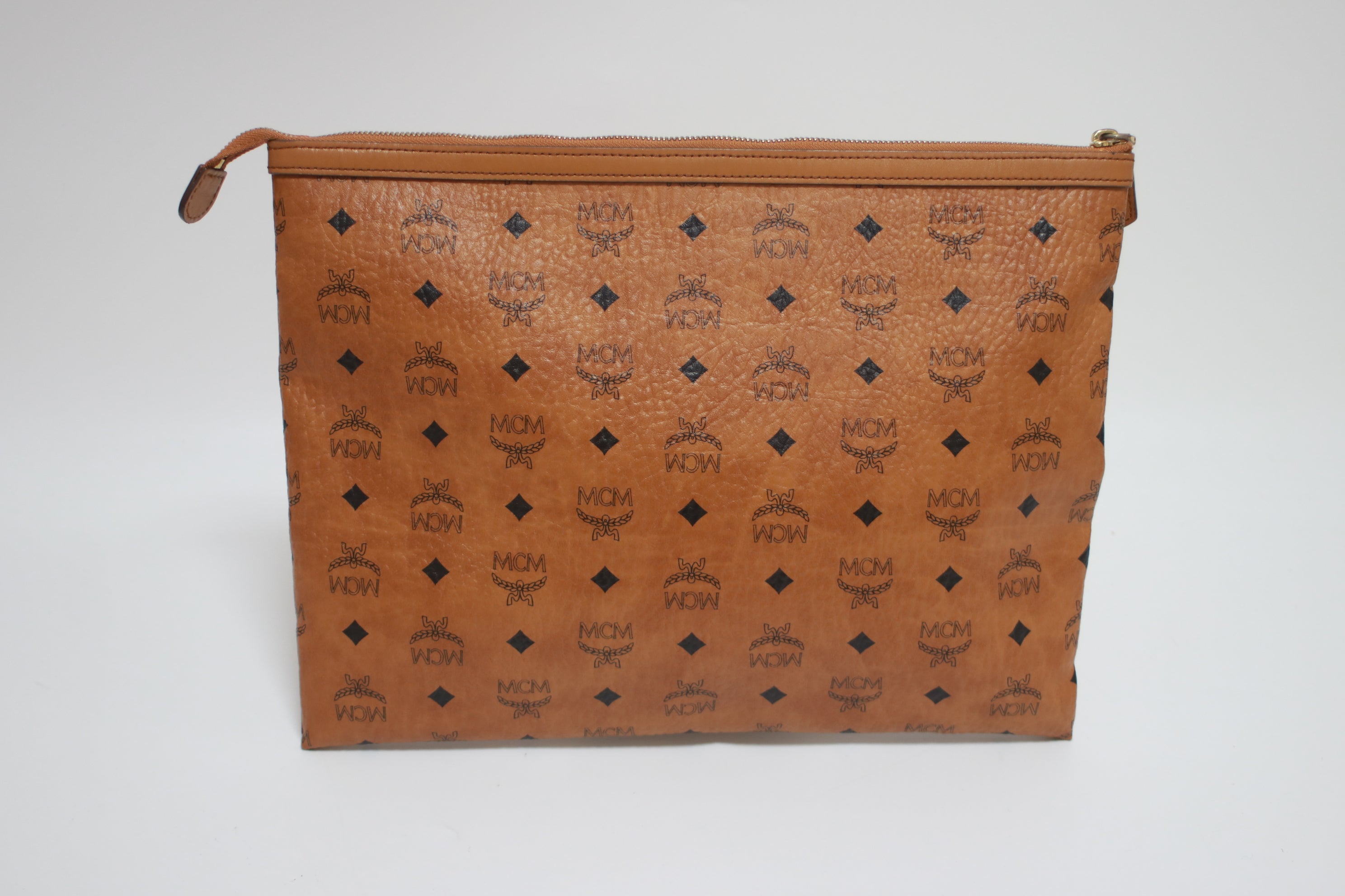 MCM Visetos Clutch Bag Cognac Used