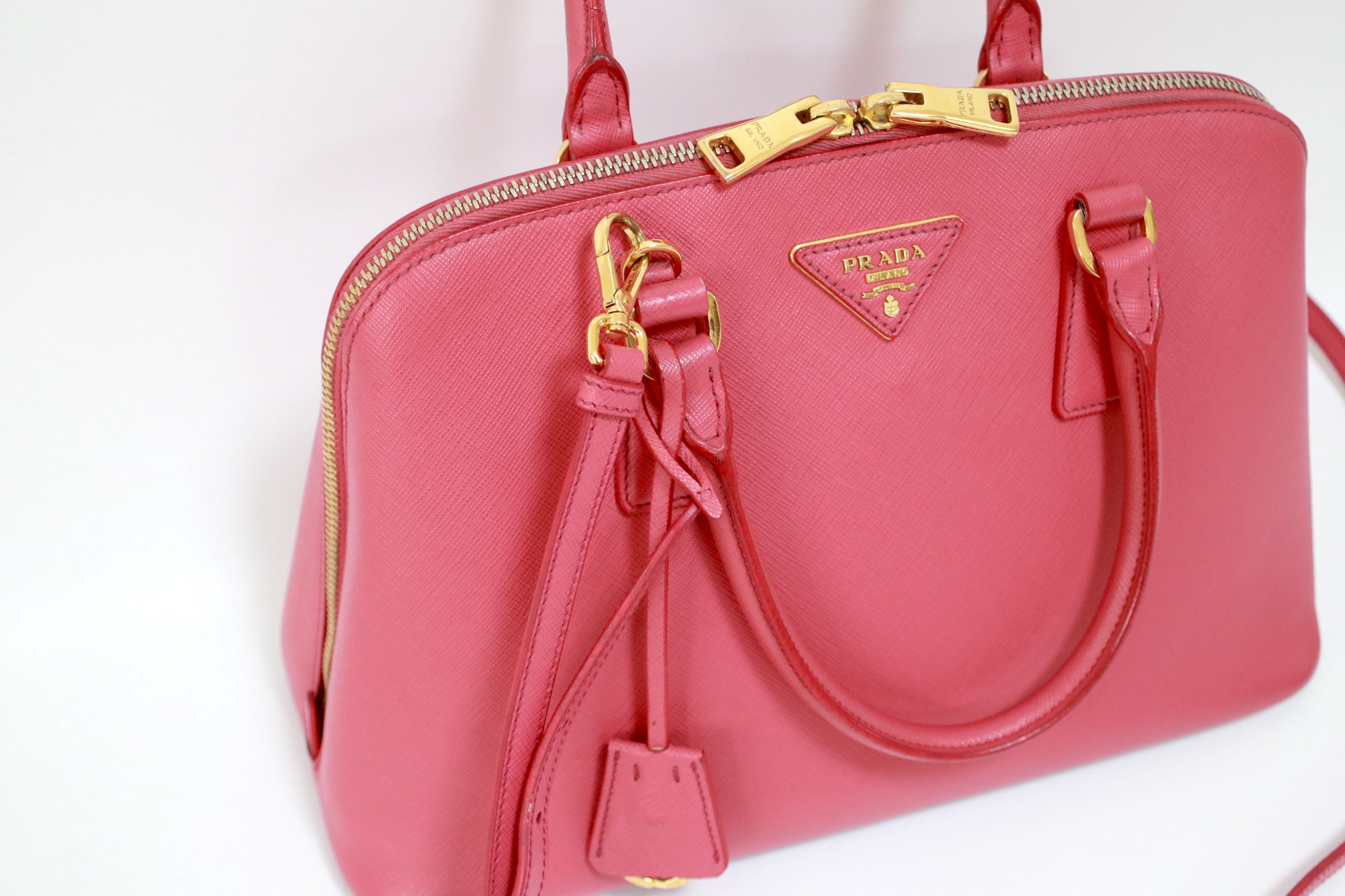 Prada Saffiano Handbag Pink Used (7084)