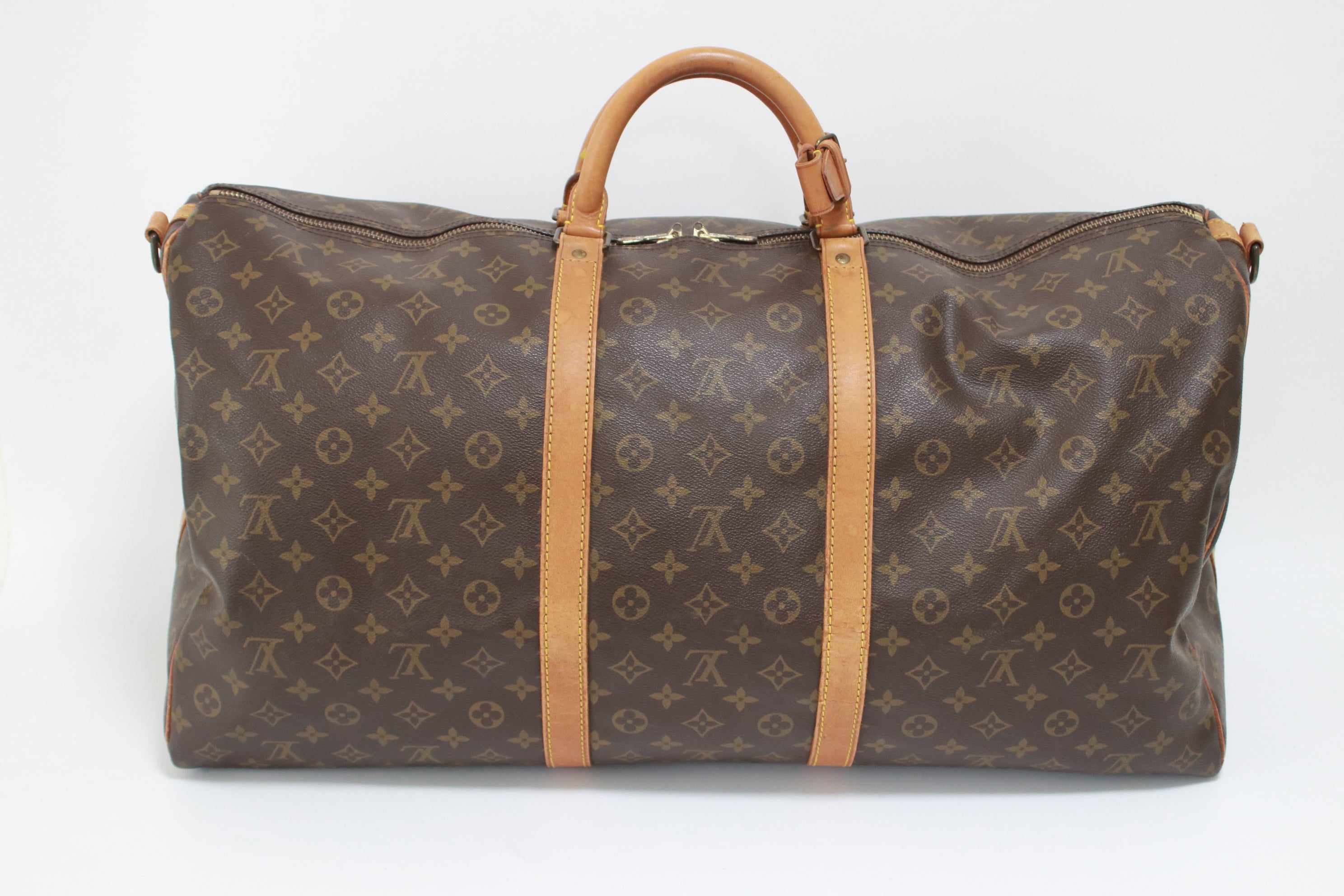 Used Brown Louis Vuitton Monogram Keepall 60cm Bandoliere