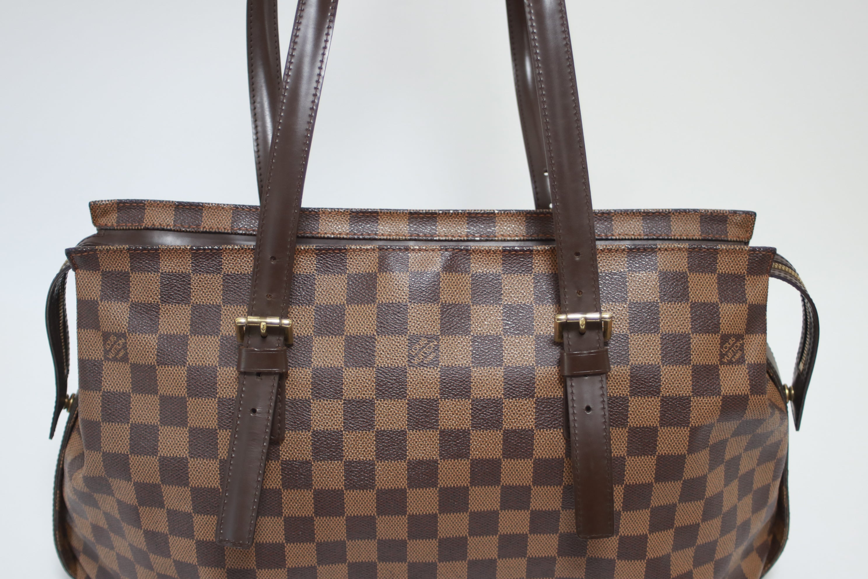 Louis Vuitton Chelsea Damier Ebene Shoulder Tote Bag Used (8102)