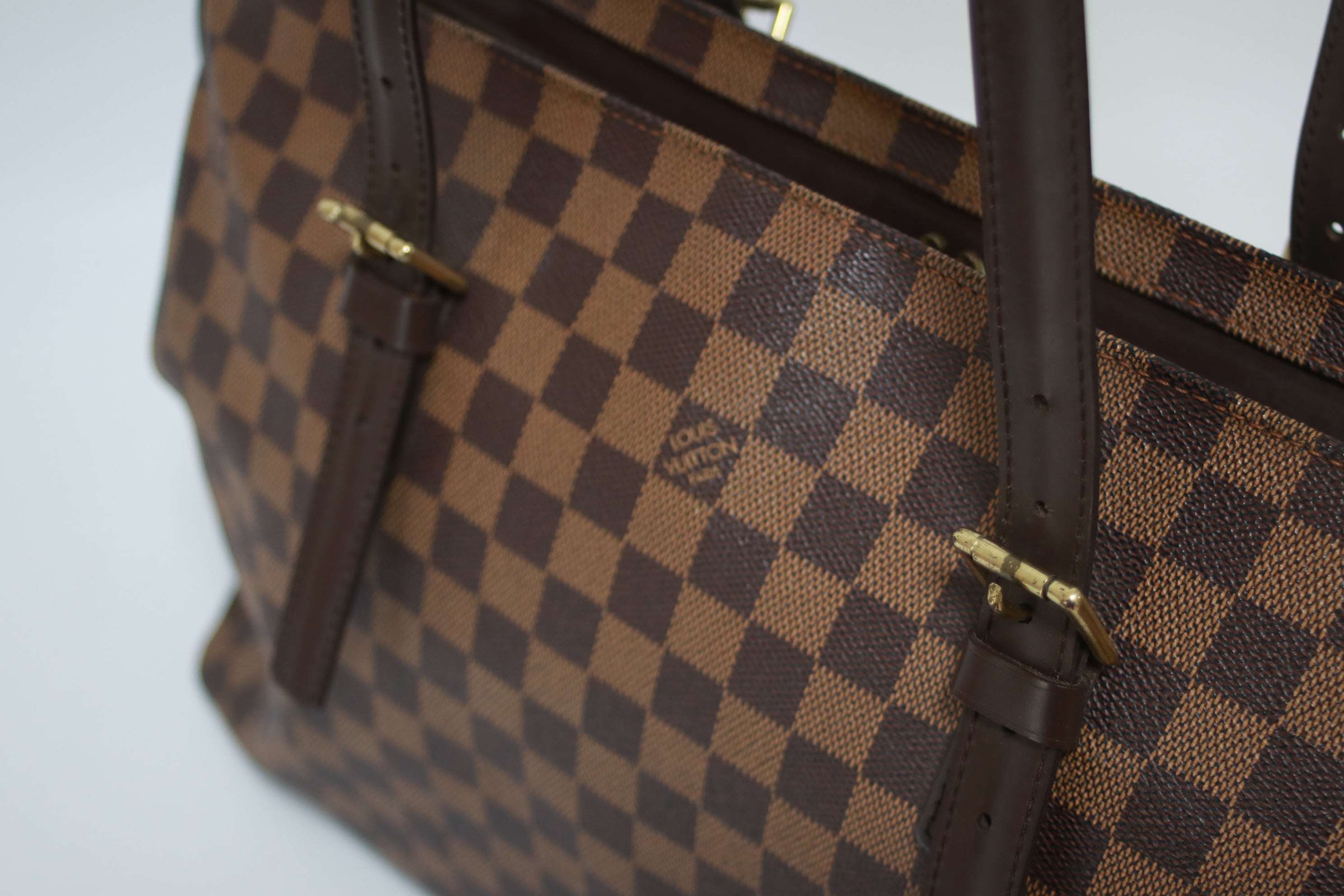 Louis Vuitton Chelsea Damier Ebene Shoulder Tote Bag Used (8102)