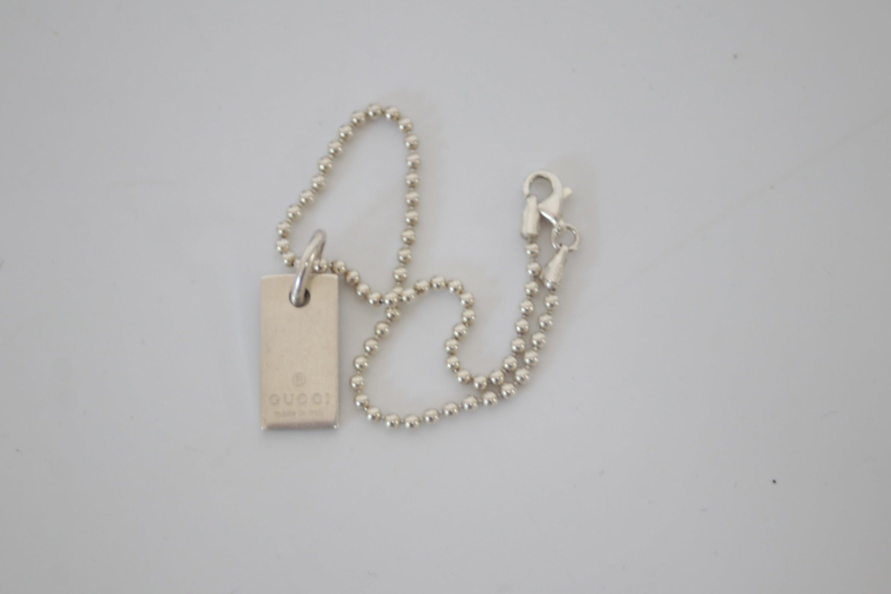 Gucci Name Taq Braclet Silver Used (7568)