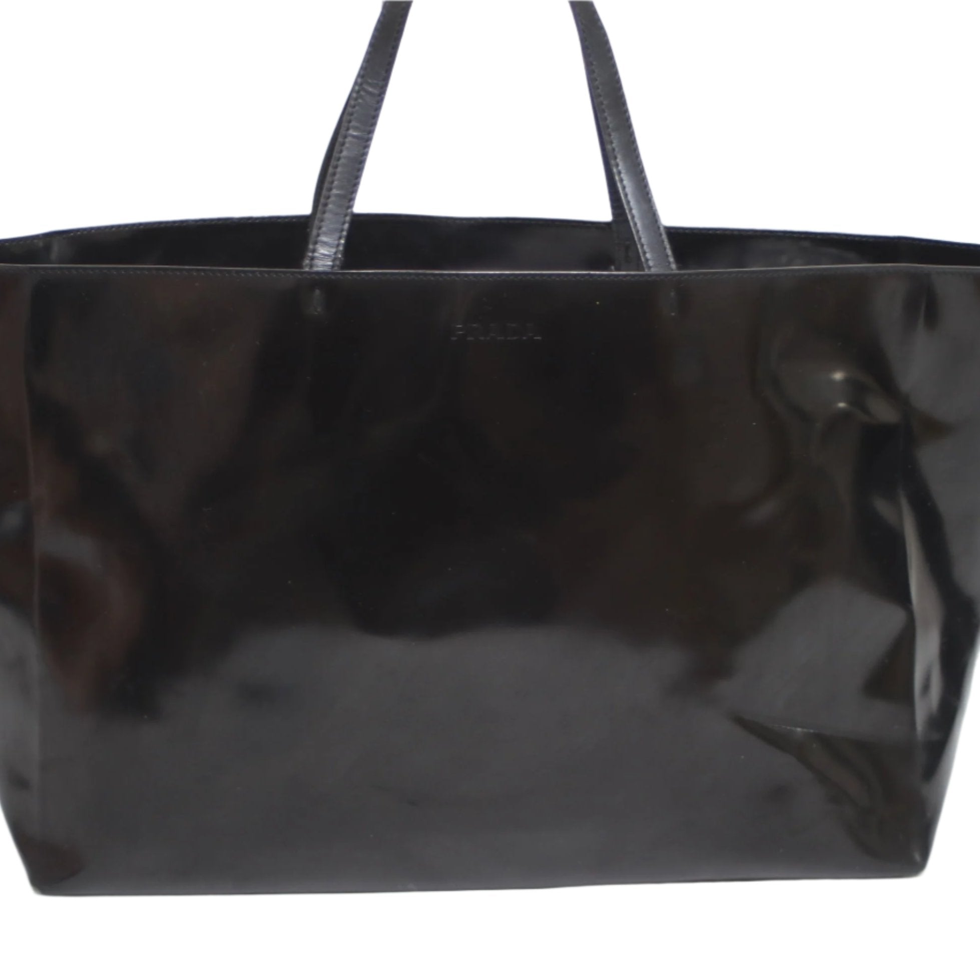 Prada Patent Tote Bag Black Used