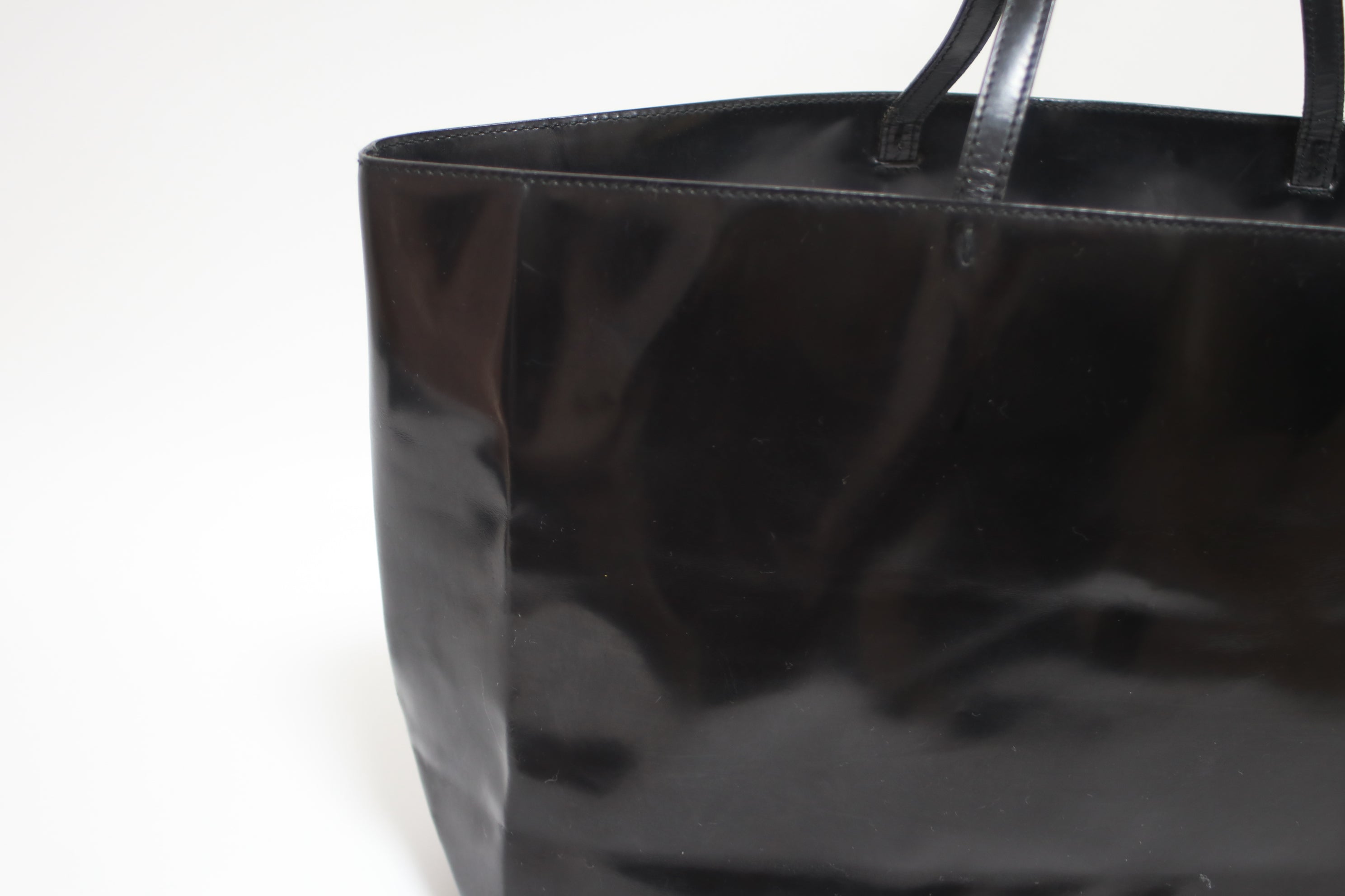 Prada Patent Tote Bag Black Used