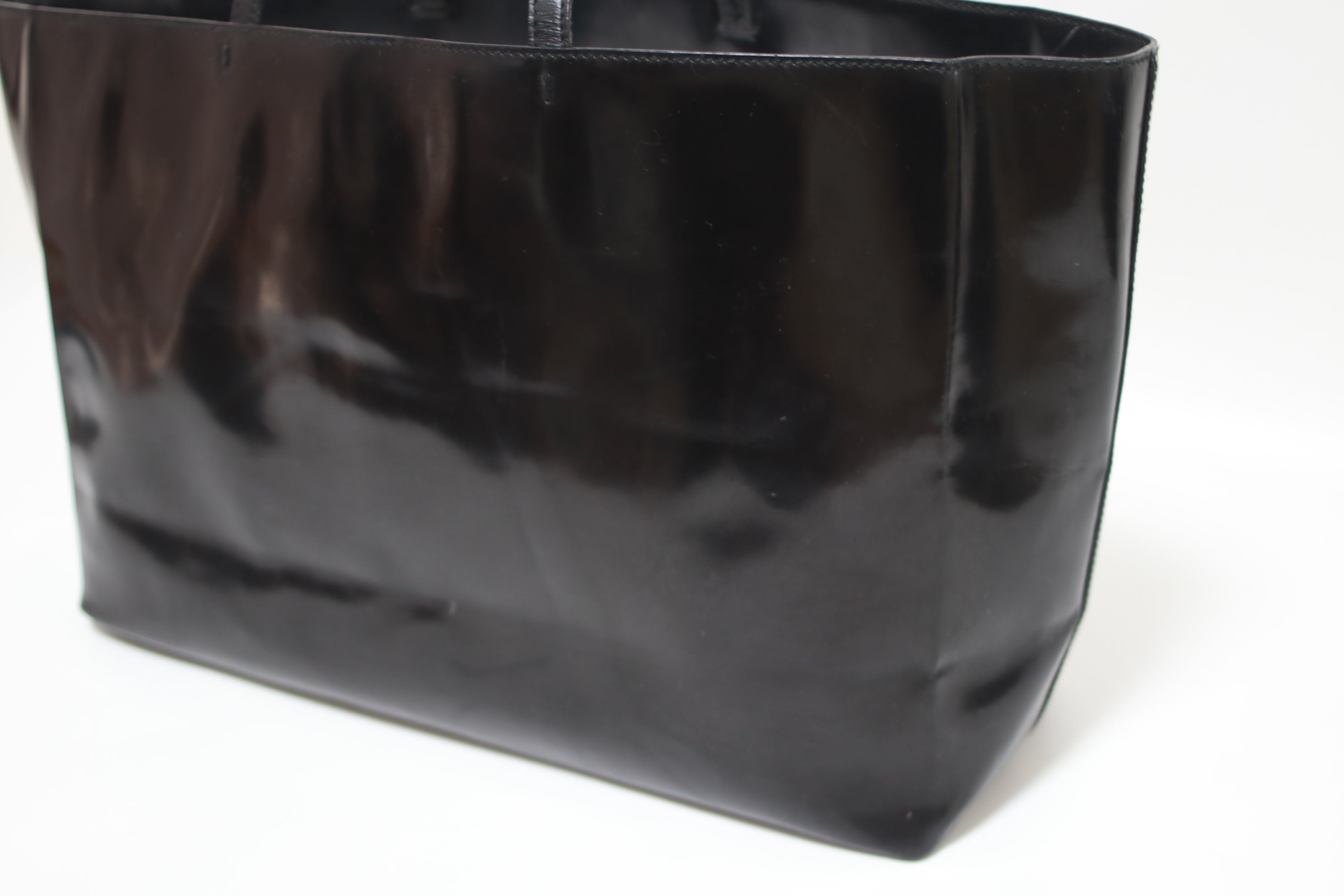 Prada Patent Tote Bag Black Used