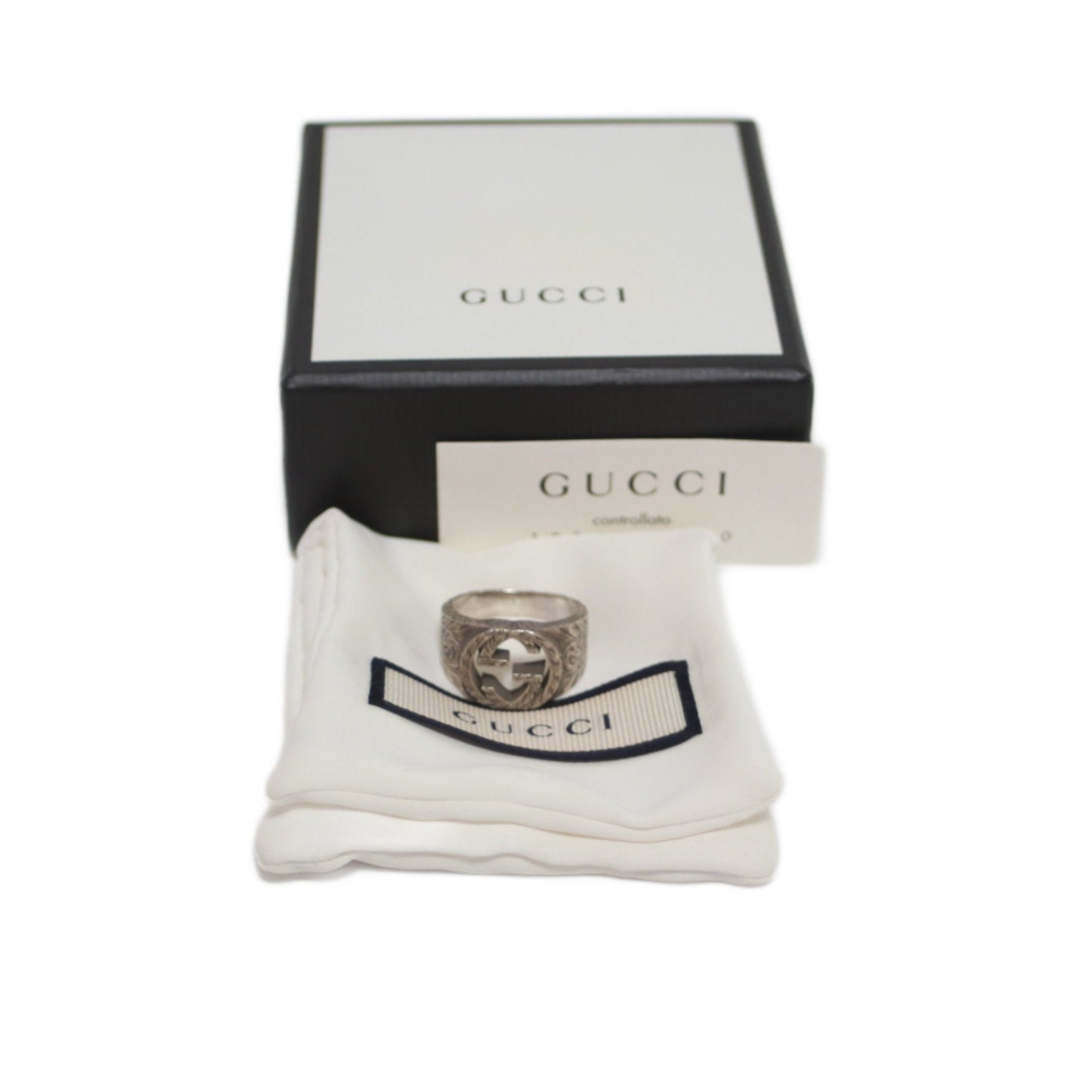 Gucci Interlocking Ring Silver Used (7825)