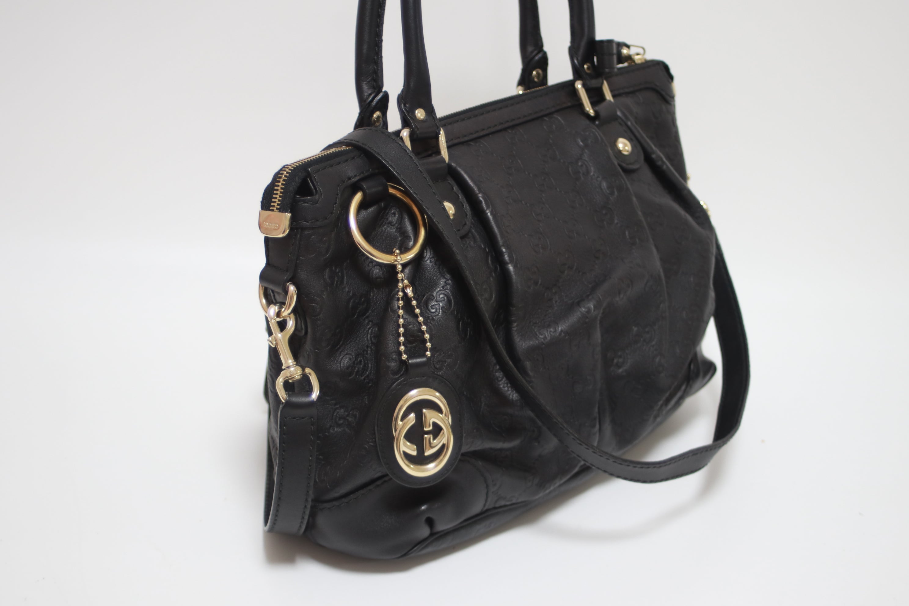 Gucci Guccisima Two Way Shoulder Bag Black Used