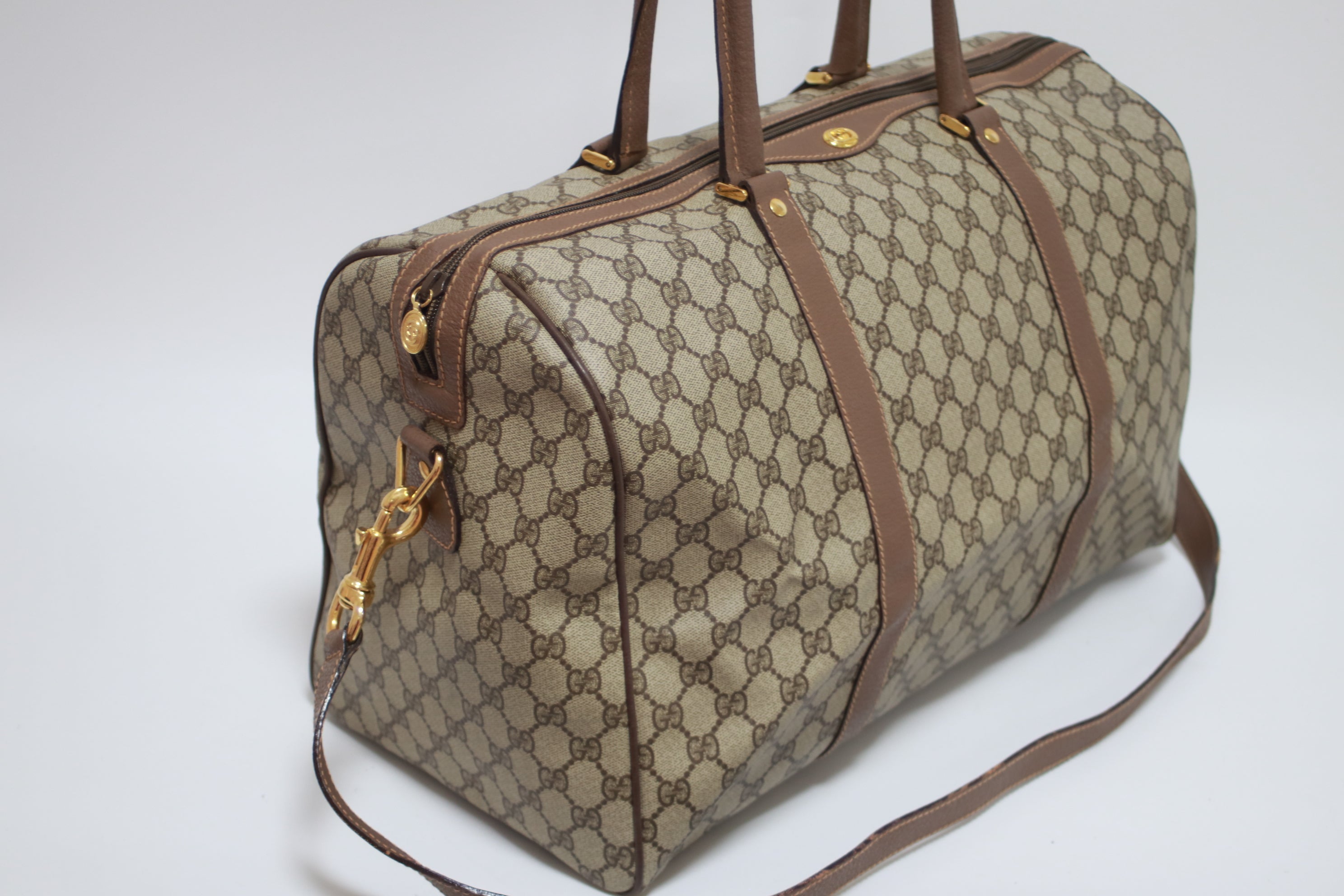 Gucci Boston Brown Travel Bag Used (8158)