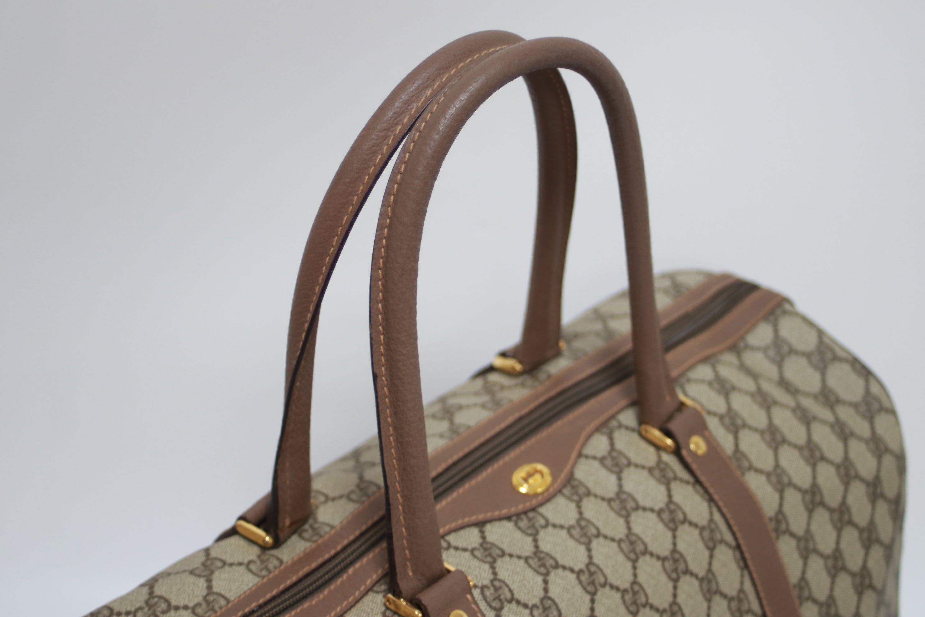 Gucci Boston Brown Travel Bag Used (8158)