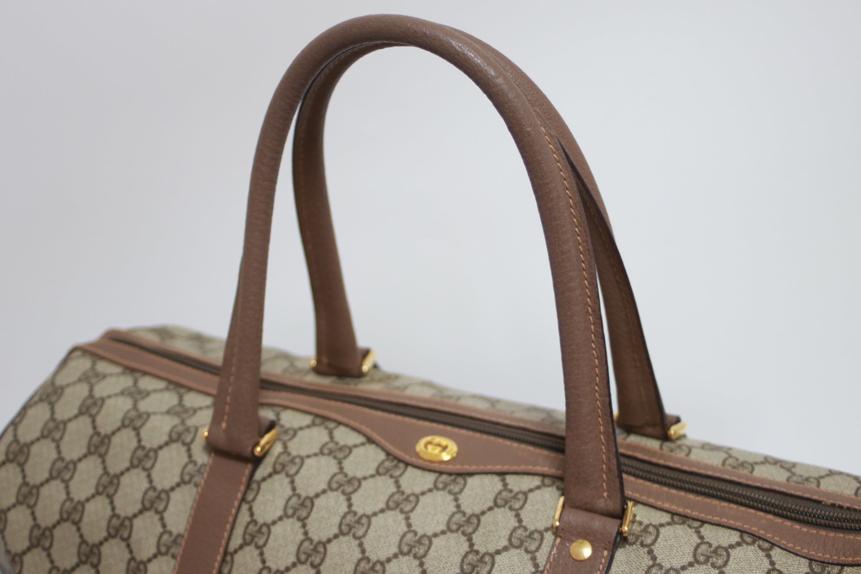 Gucci Boston Brown Travel Bag Used (8158)