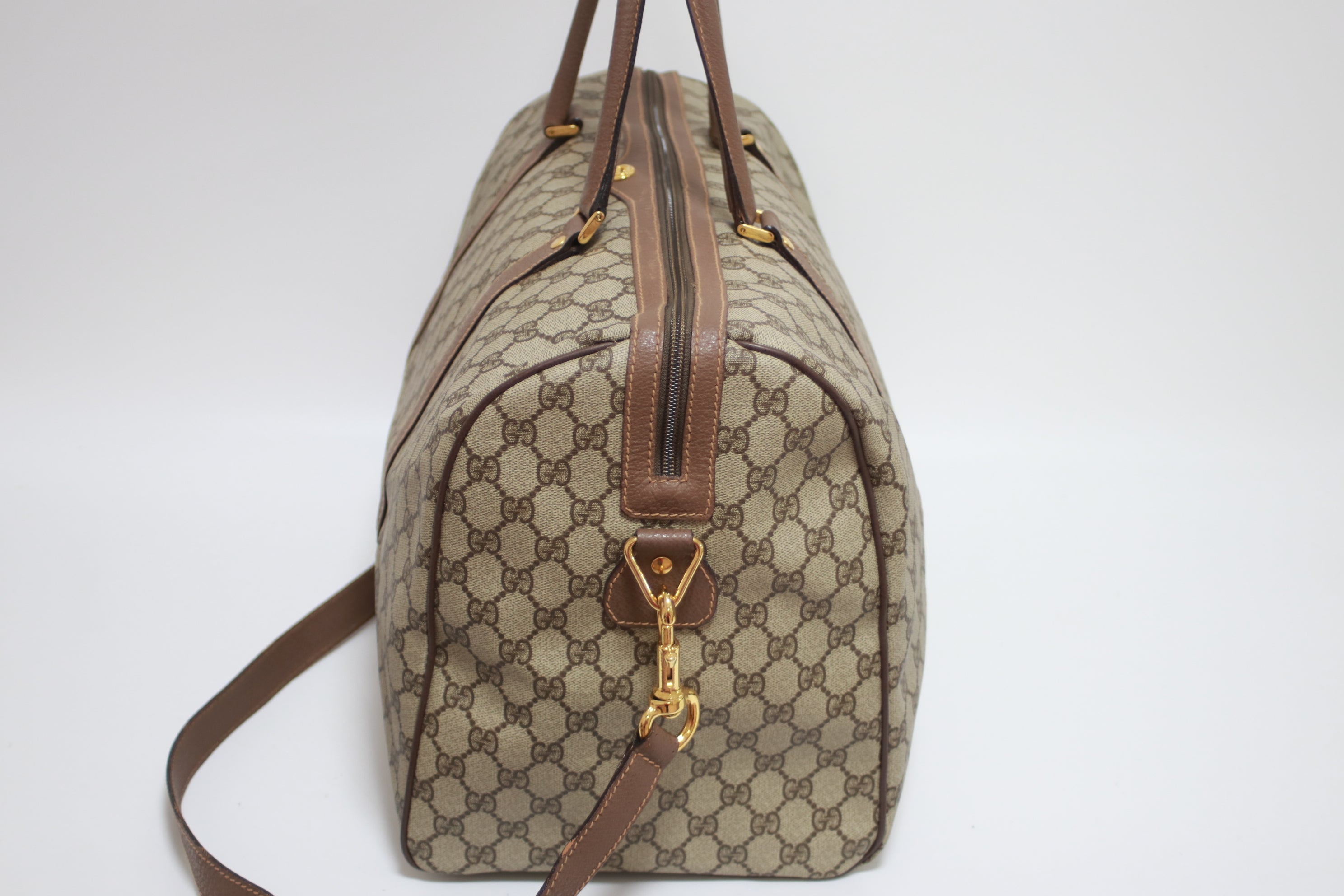 Gucci Boston Brown Travel Bag Used (8158)