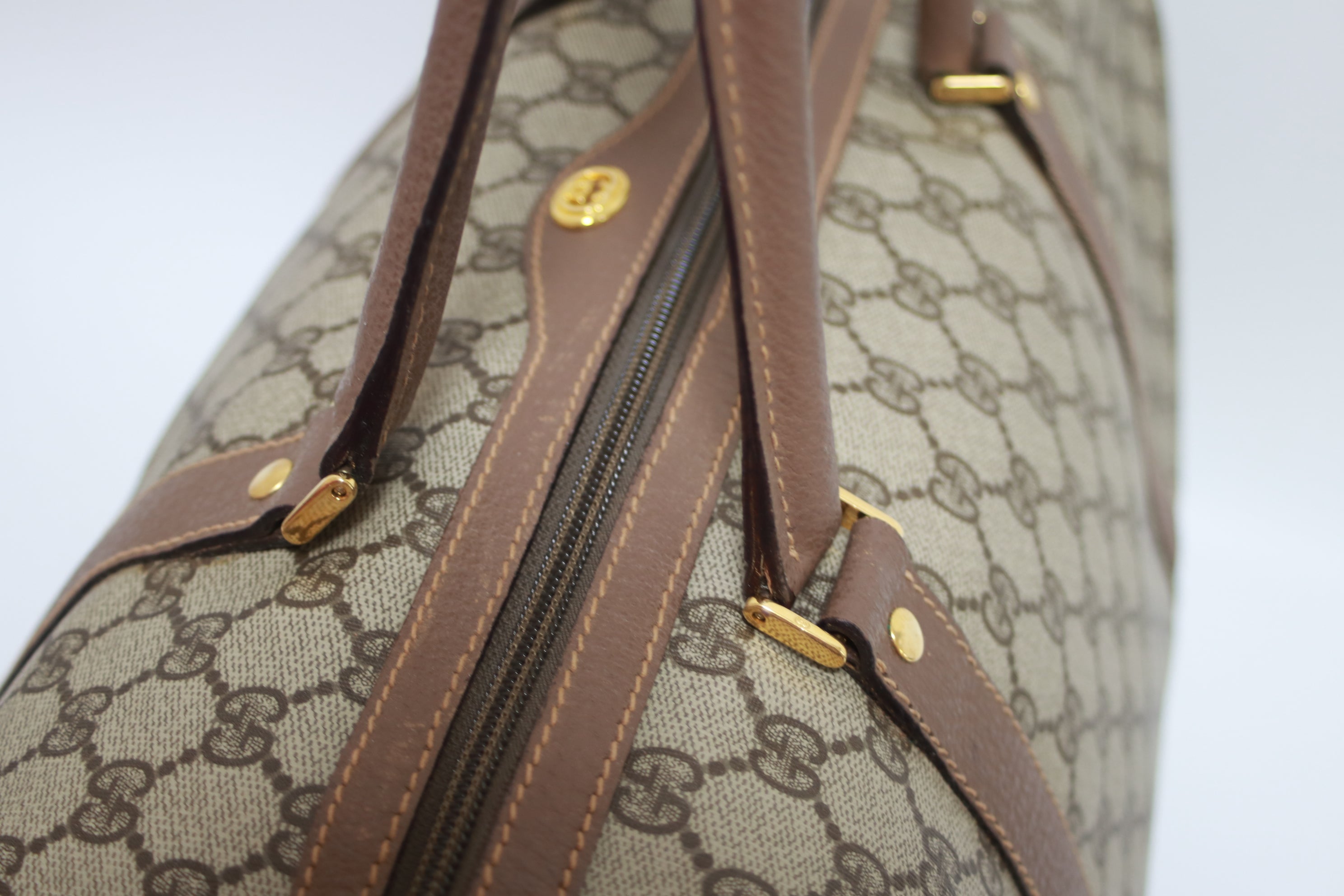 Gucci Boston Brown Travel Bag Used (8158)