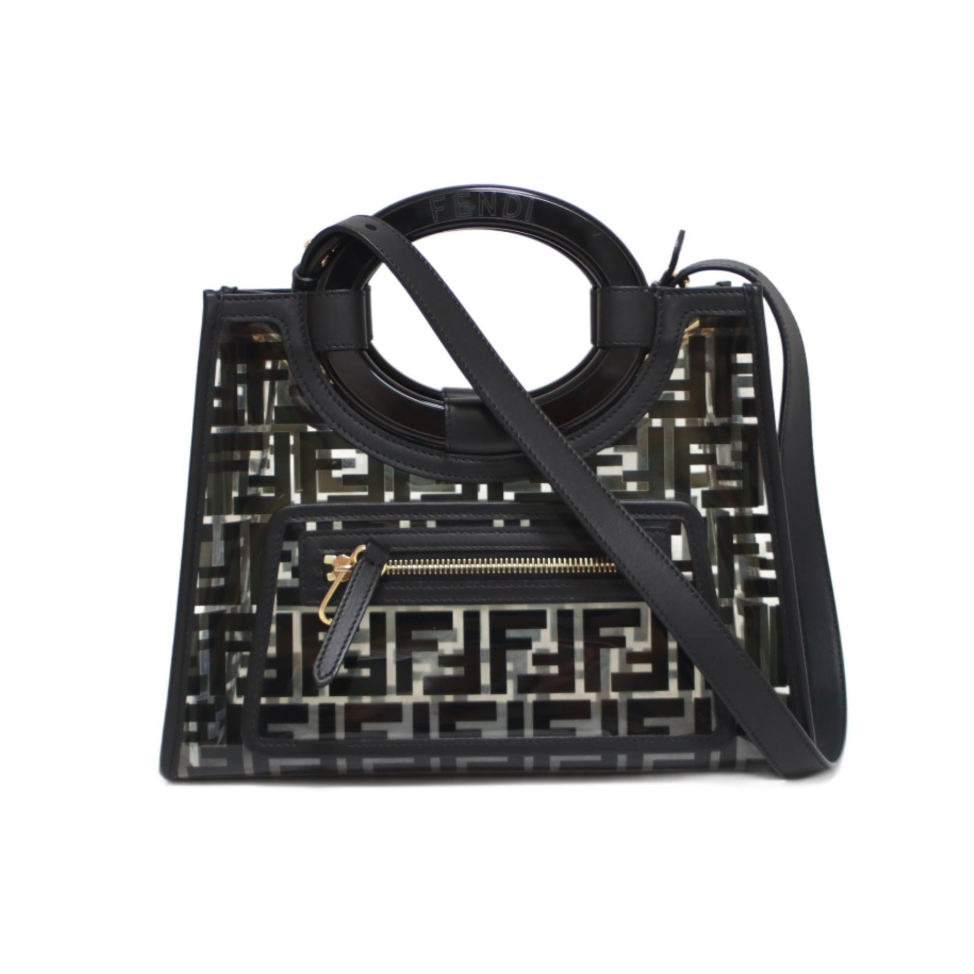 Fendi Vinyl Black Zucca Runaway Shopper Tote Used