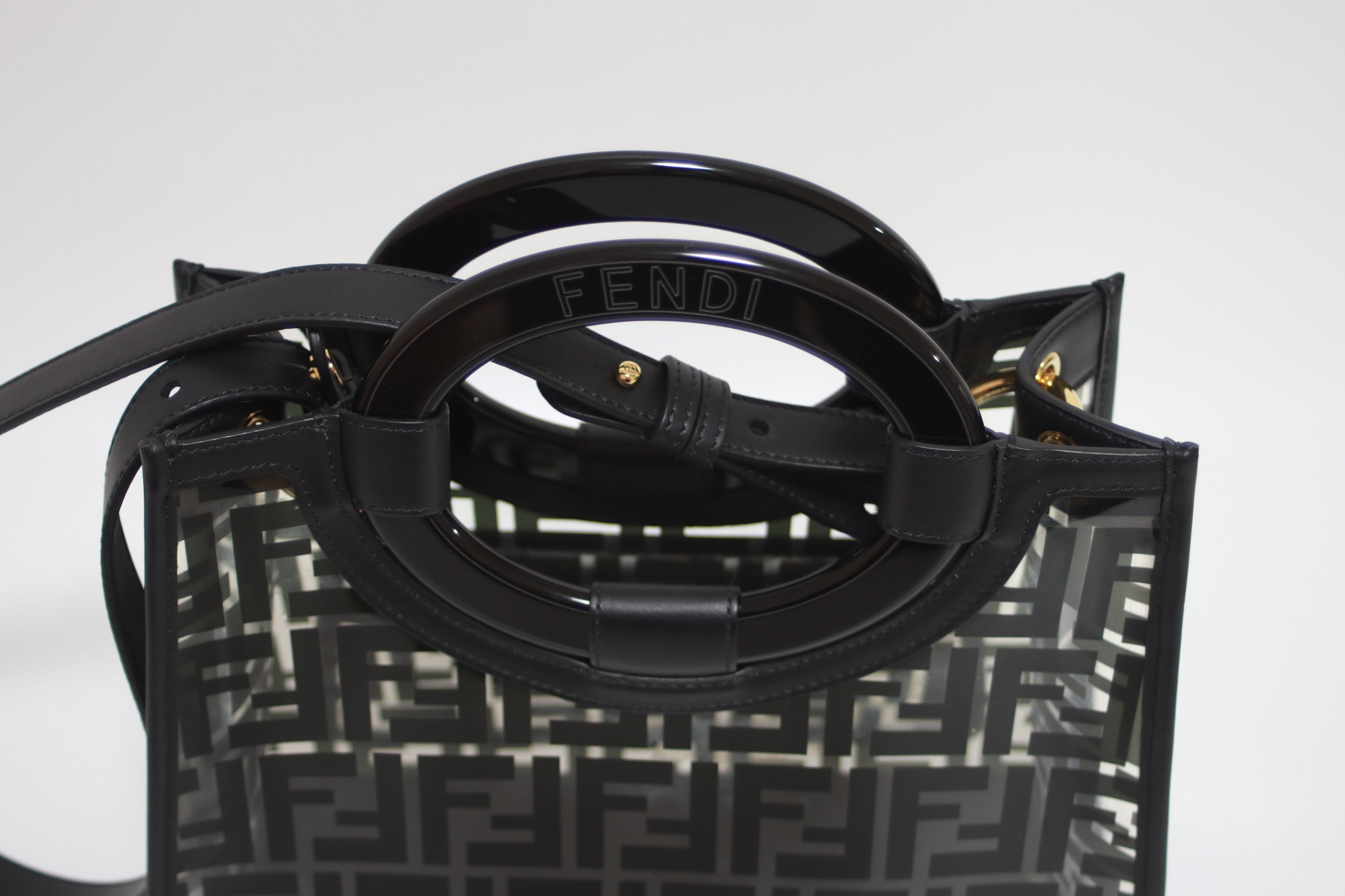 Fendi Vinyl Black Zucca Runaway Shopper Tote Used