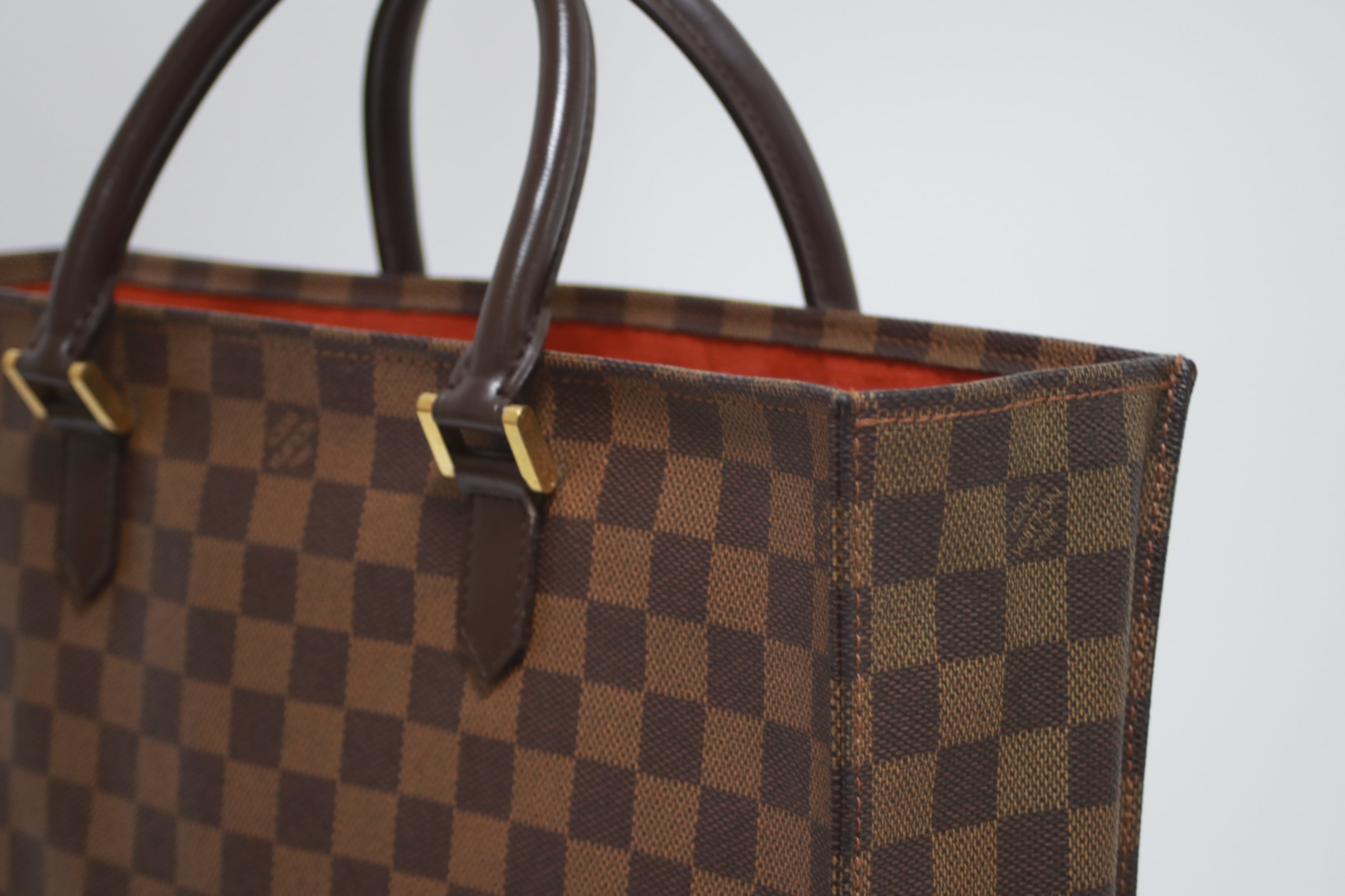 Louis Vuitton Sac Plat Damier Ebene Tote Bag Used