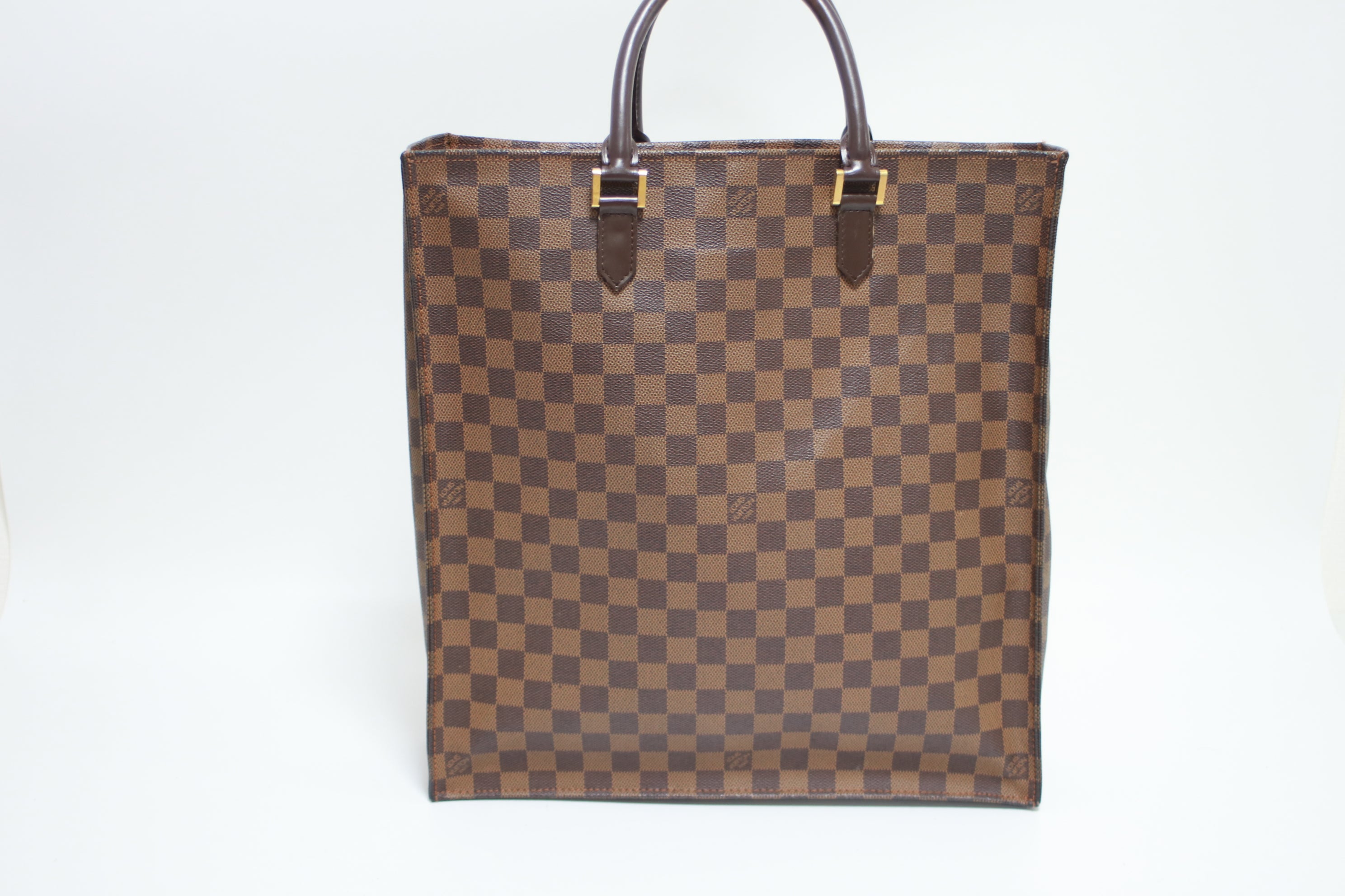 Louis Vuitton Sac Plat Damier Ebene Tote Bag Used