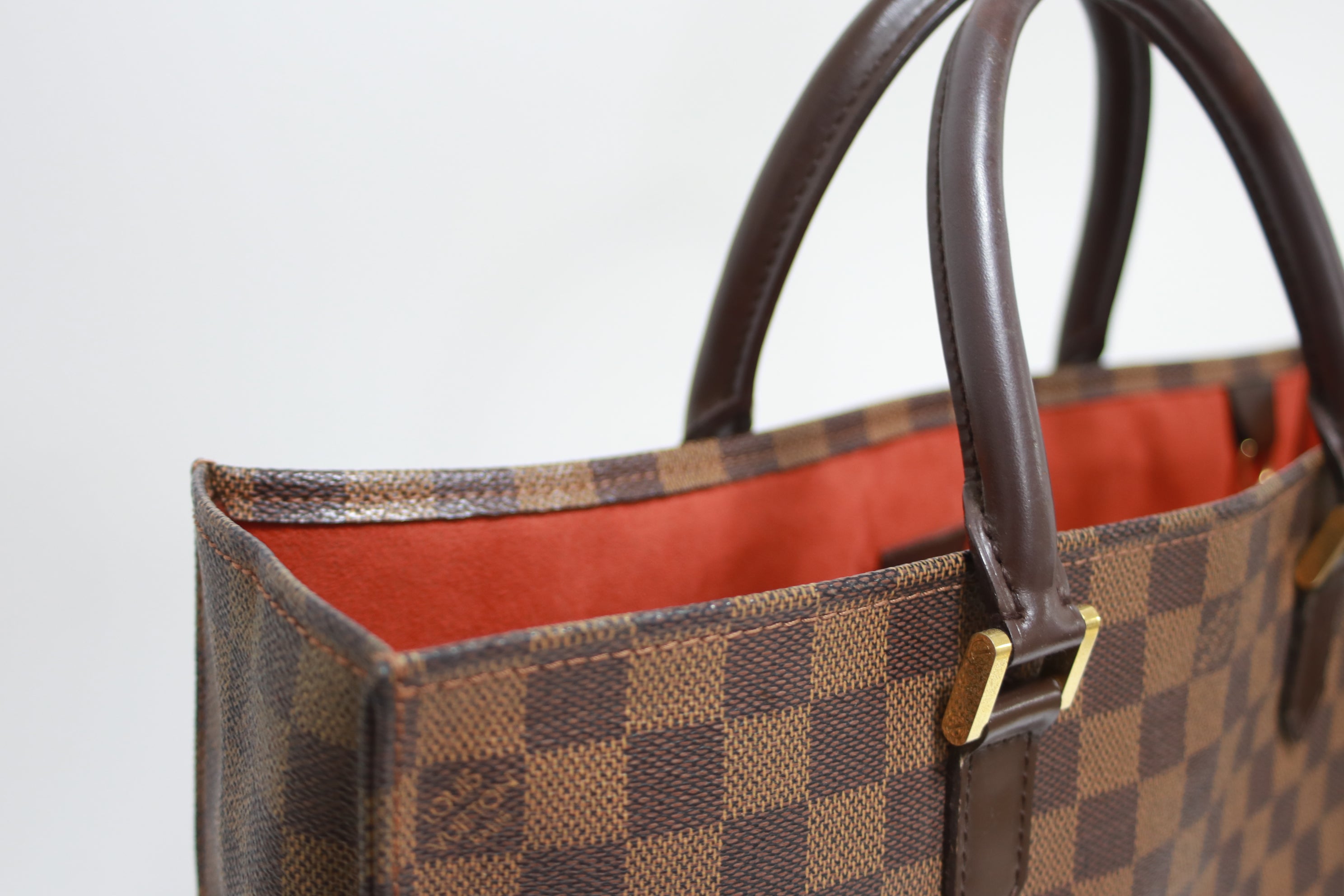 Louis Vuitton Sac Plat Damier Ebene Tote Bag Used