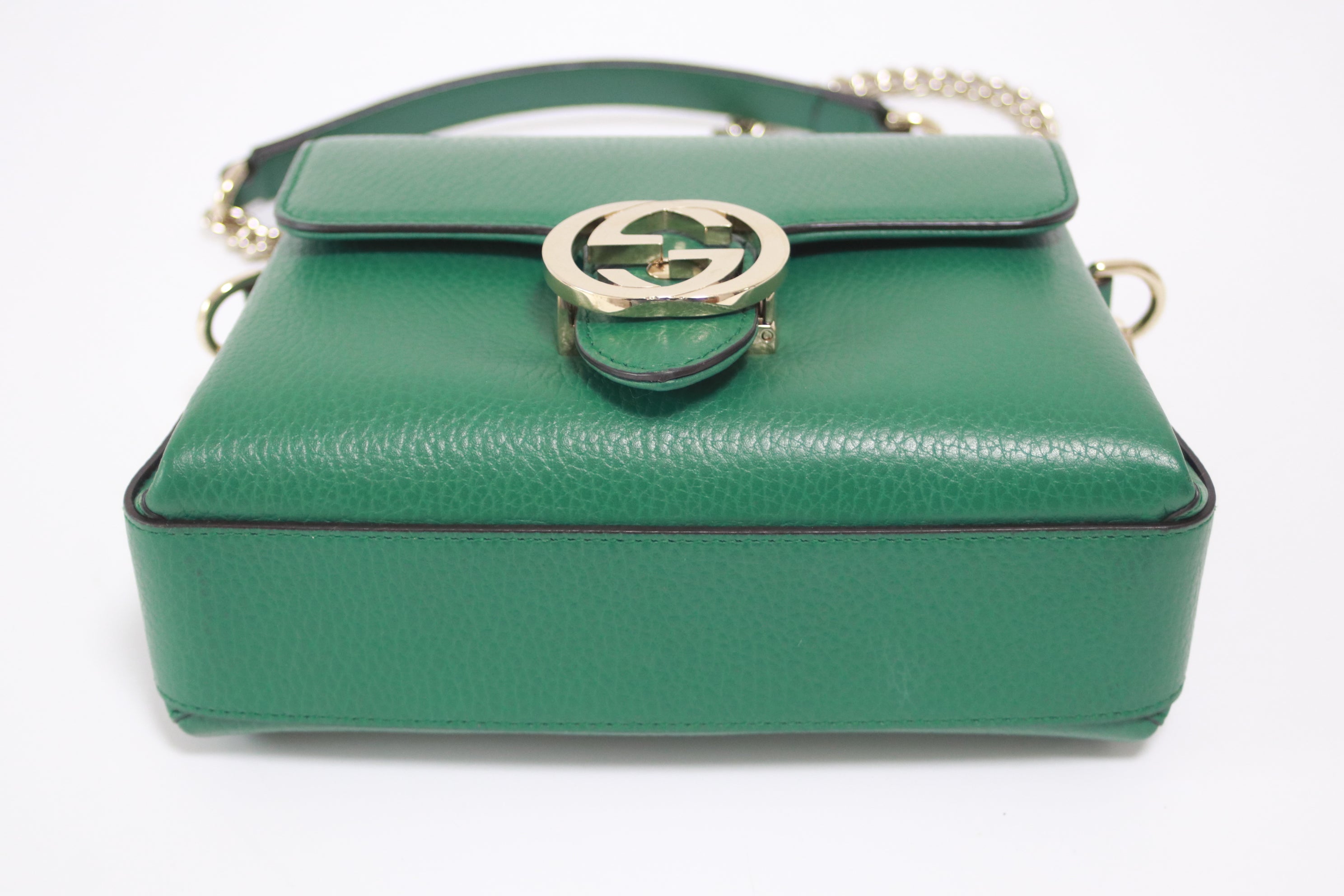 Gucci Interlocking Green Shoulder Bag Used (5828)