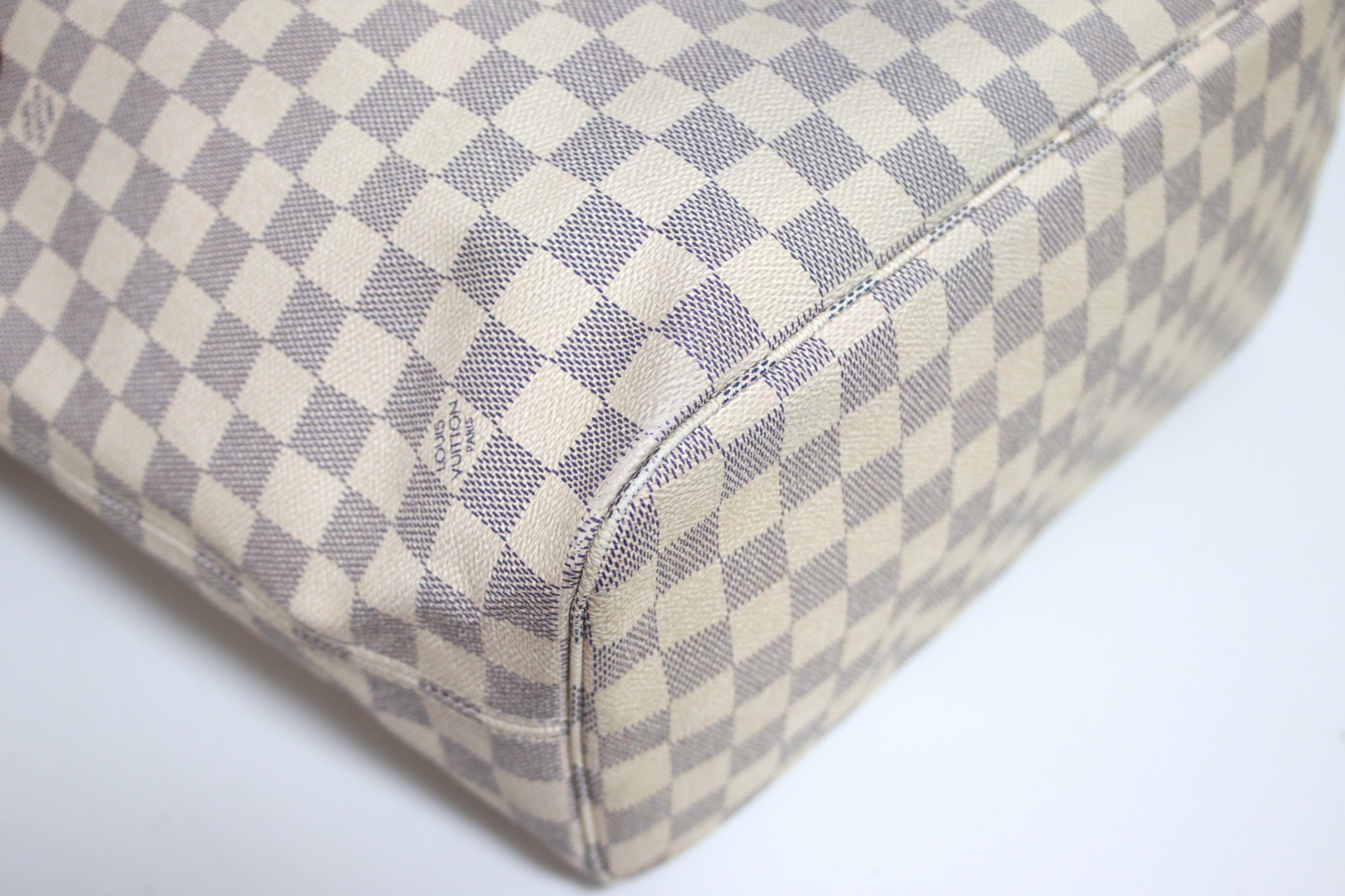 Louis Vuitton Neverfull MM Damier Azur Shoulder Tote Bag