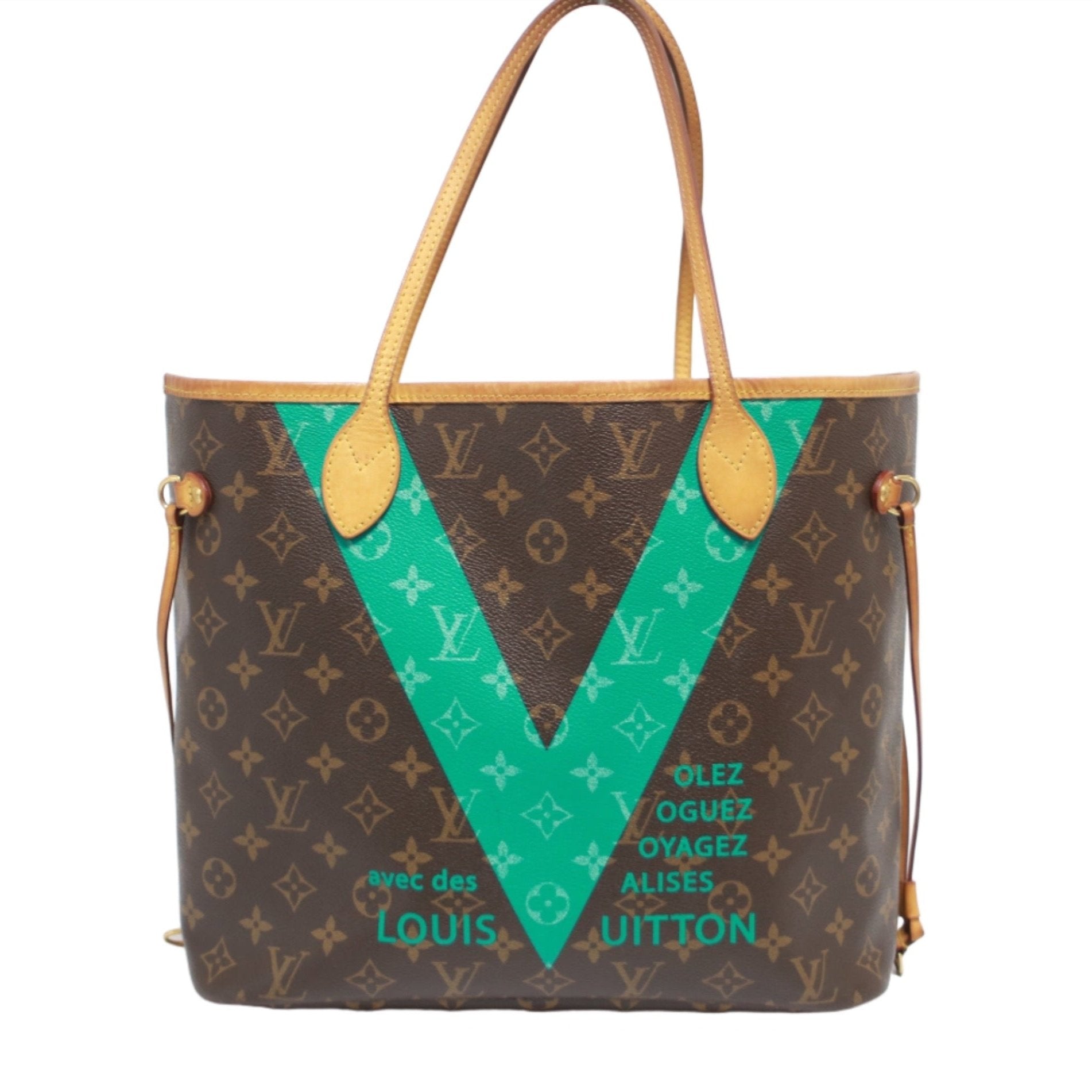 Louis Vuitton Limited Edition Neverfull MM V Turquoise Shoulder Bag Used